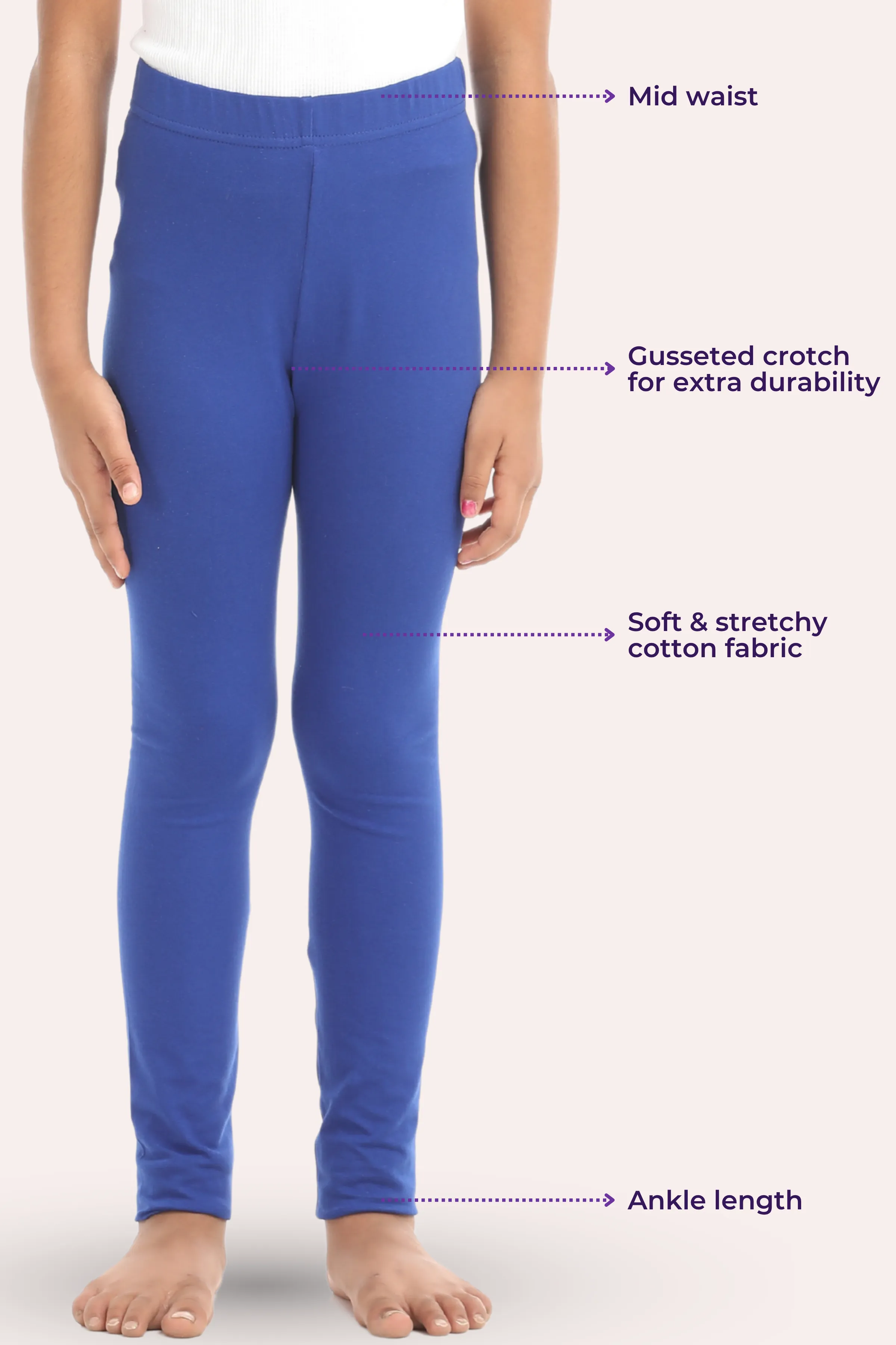 Girls' Leggings | Mid Waist | Ankle Length | Gusset Crotch Prevents Ripping | Non-See-Through | Cotton-Elastane Blend | Perfect For Every Occasion - Image 3