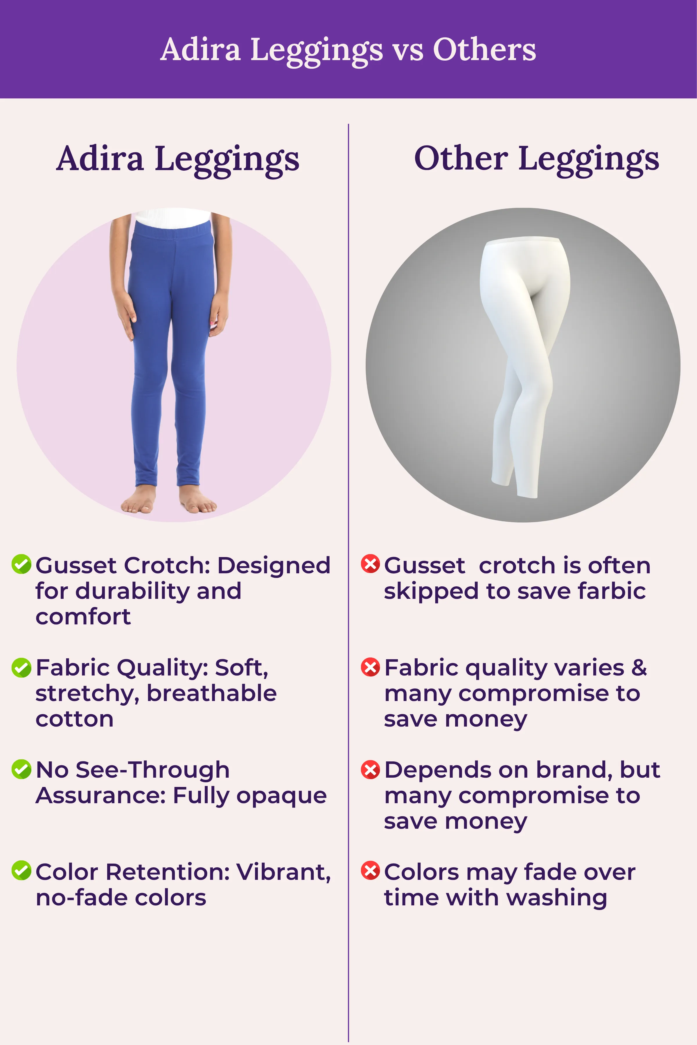 Girls' Leggings | Mid Waist | Ankle Length | Gusset Crotch Prevents Ripping | Non-See-Through | Cotton-Elastane Blend | Perfect For Every Occasion - Image 8