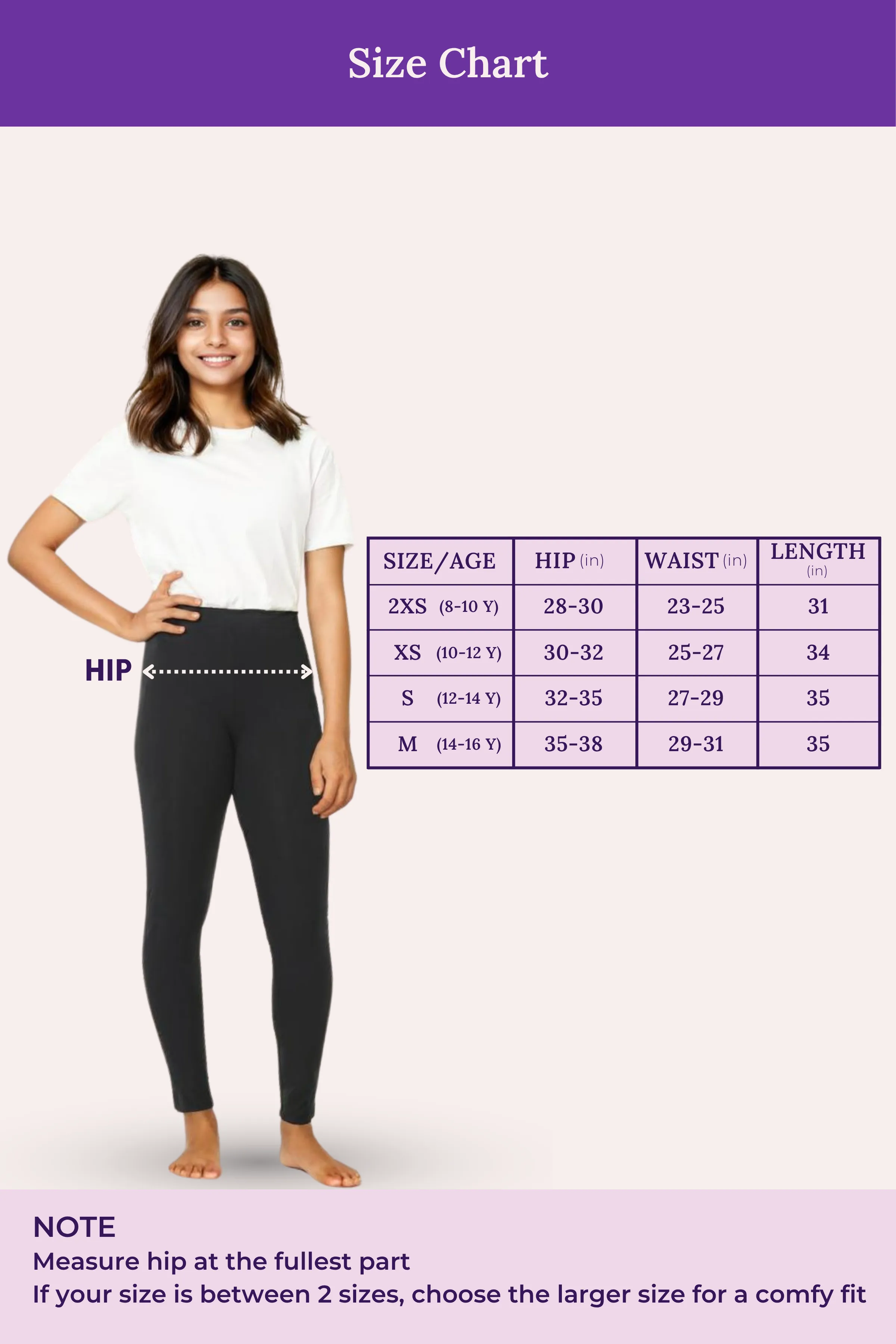 Teen Leggings | Mid Waist | Ankle Length | Soft Cotton & Elastane Blend | Gusset Crotch Prevents Ripping | Non-See-Through - Image 4