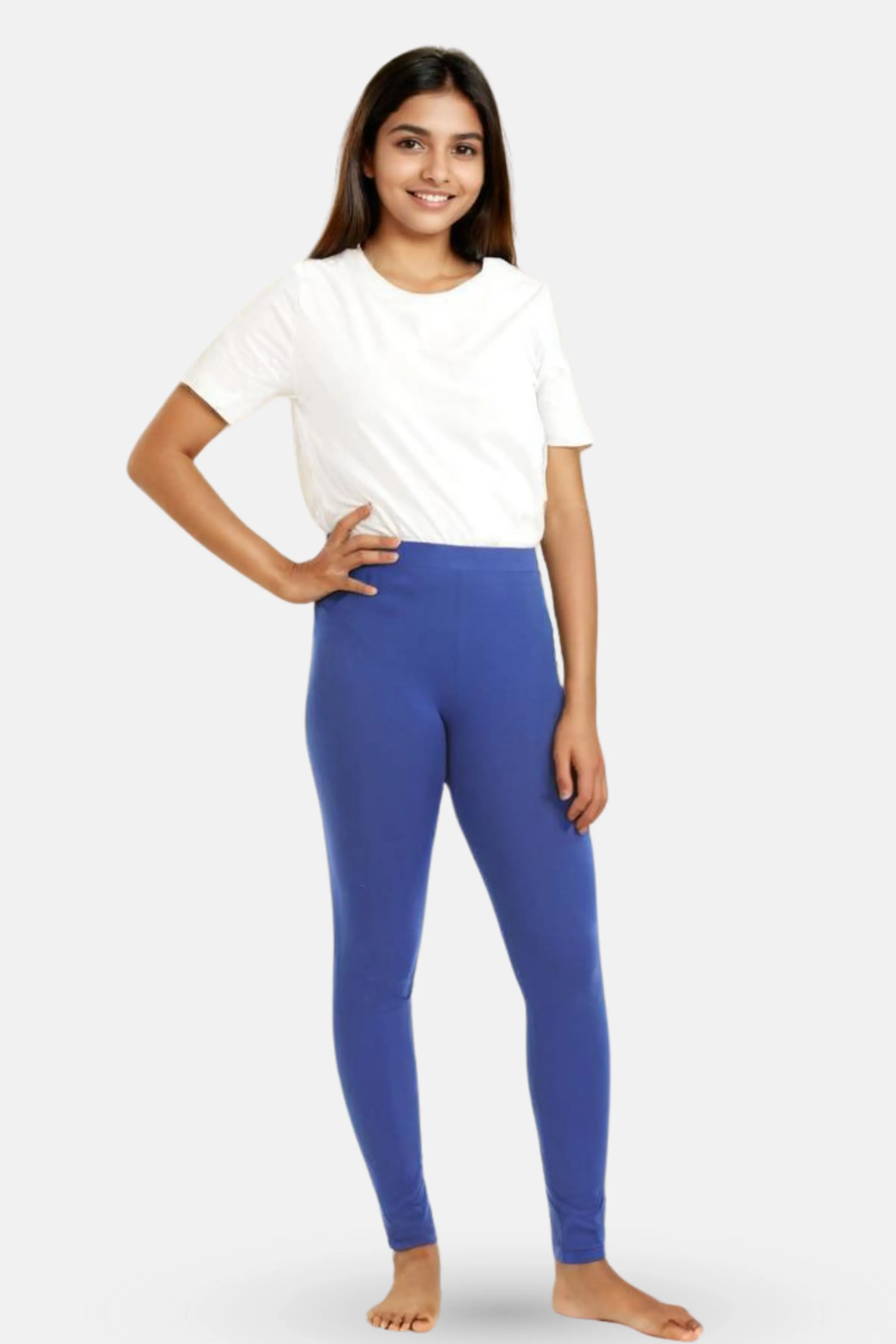 Teen Leggings | Mid Waist | Ankle Length | Cotton-Elastane Blend | Non-See-Through | Gusset Crotch Prevents Ripping