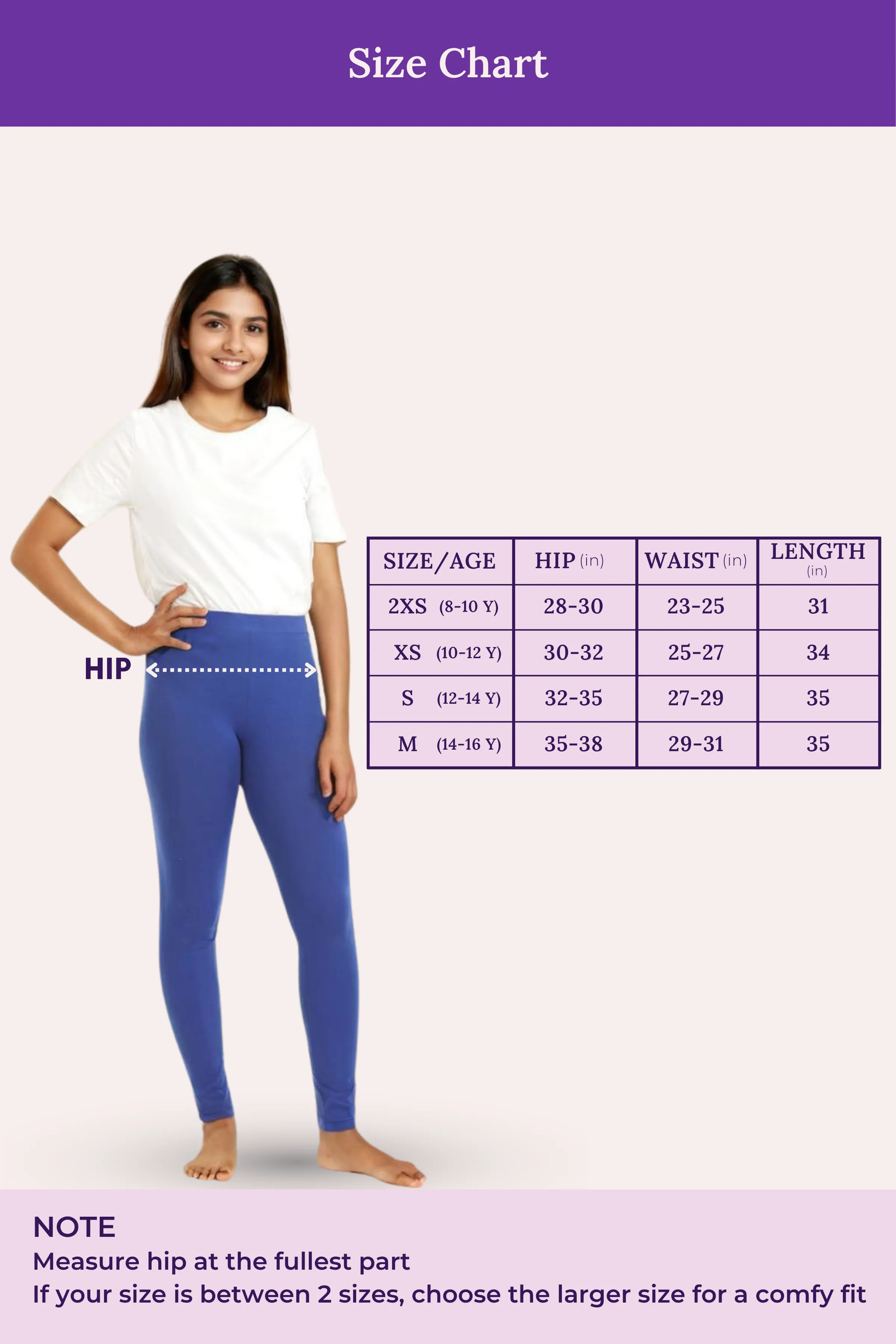 Teen Leggings | Mid Waist | Ankle Length | Cotton-Elastane Blend | Non-See-Through | Gusset Crotch Prevents Ripping - Image 4