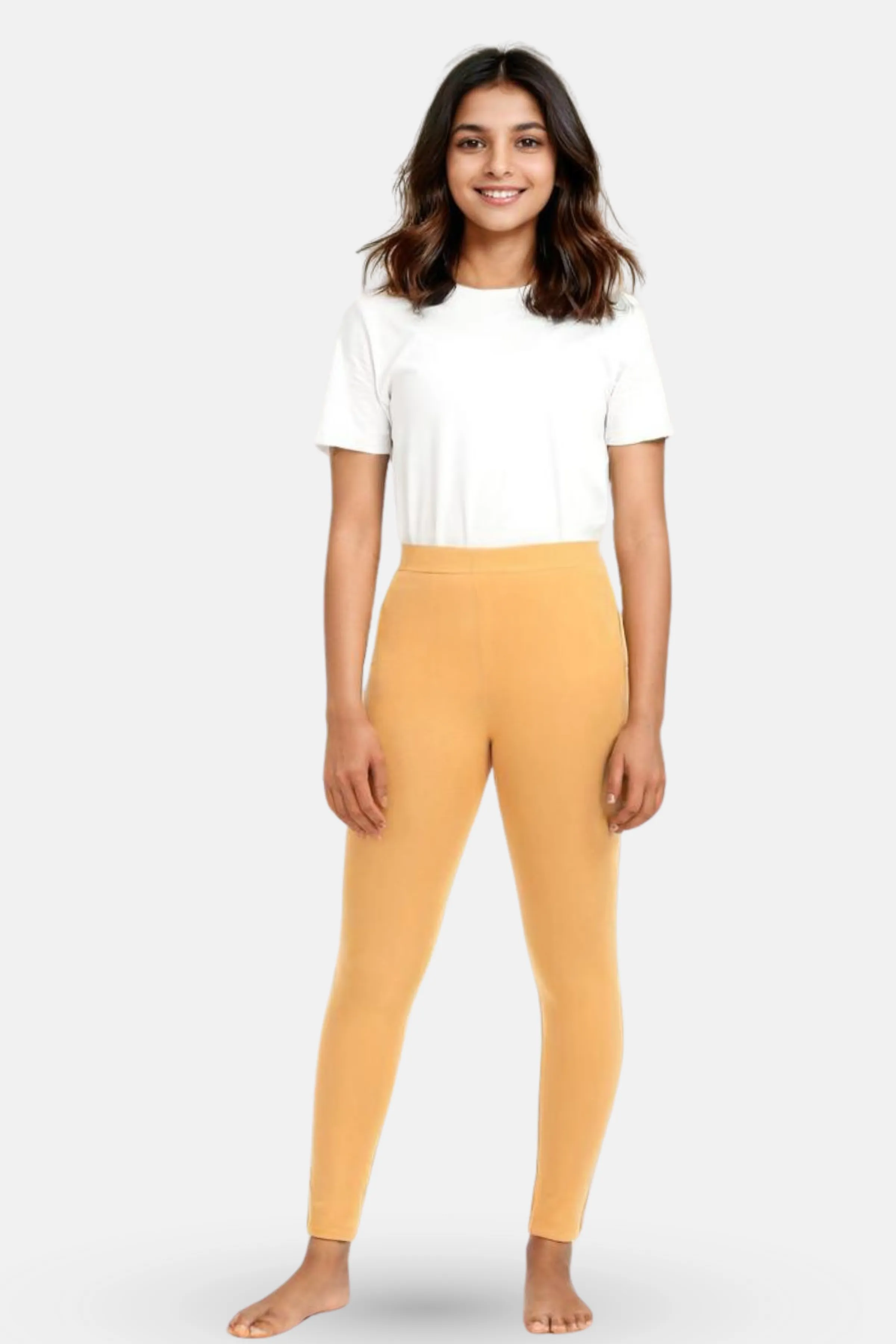 Teen Leggings | Mid Waist | Ankle Length | Soft Cotton & Elastane Blend | Non-See-Through | Gusset Crotch Prevents Ripping