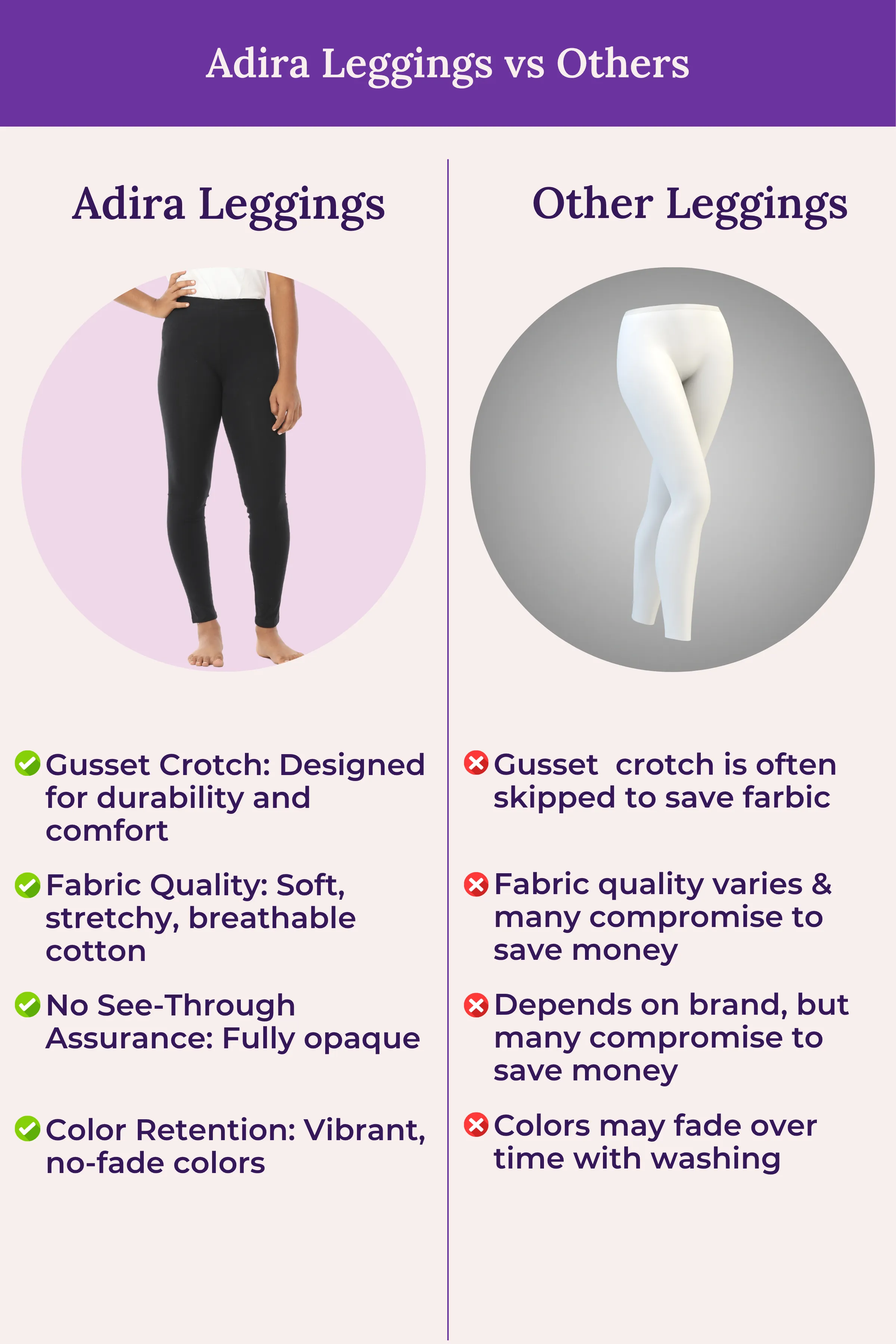 Teen Leggings | Mid Waist | Ankle Length | Soft Cotton & Elastane Blend | Non-See-Through | Gusset Crotch Prevents Ripping - Image 8