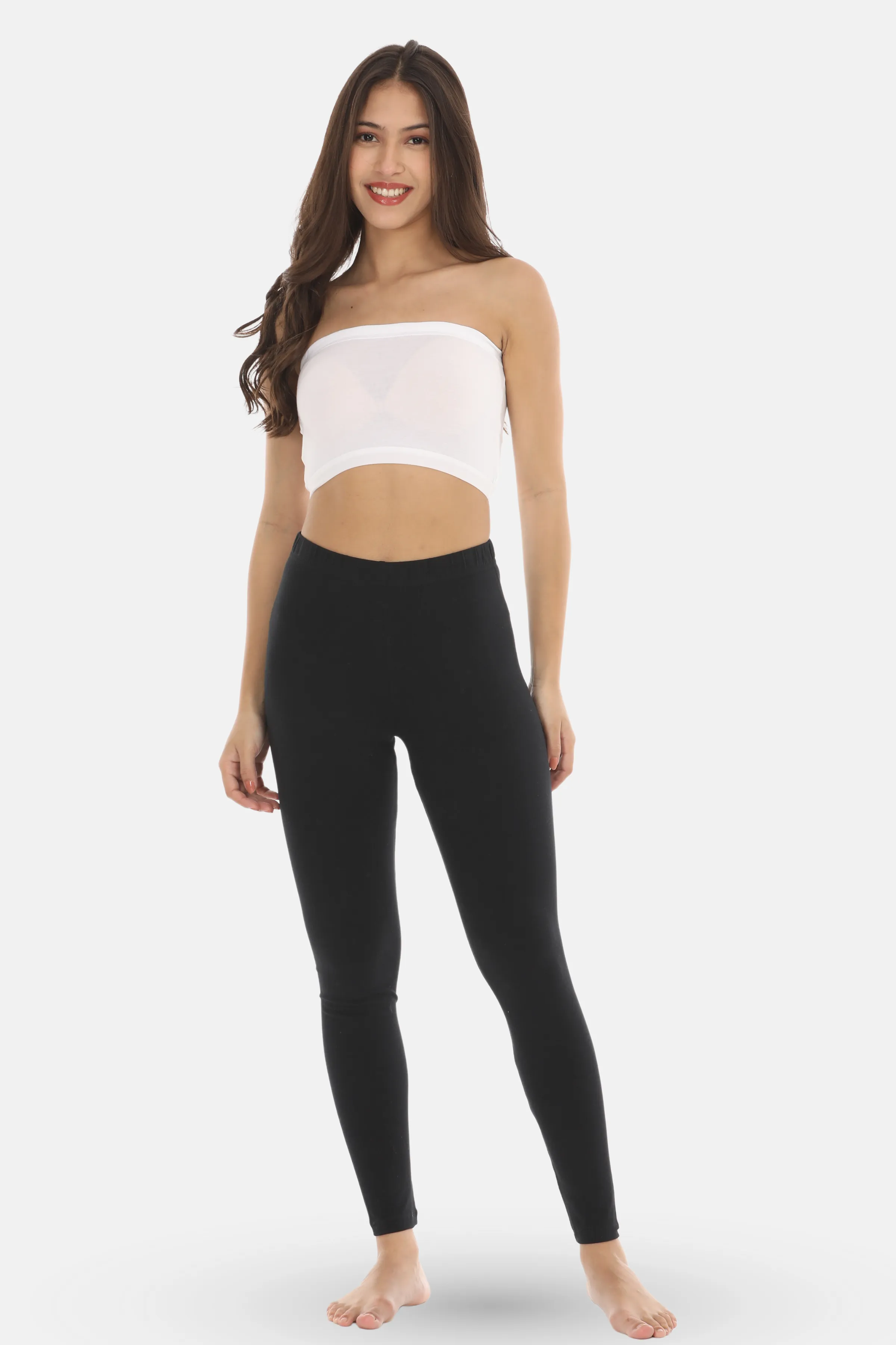 Women's Leggings | Mid Waist | Ankle Length | Cotton-Elastane Blend | Non-See-Through | Gusset Crotch Prevents Ripping