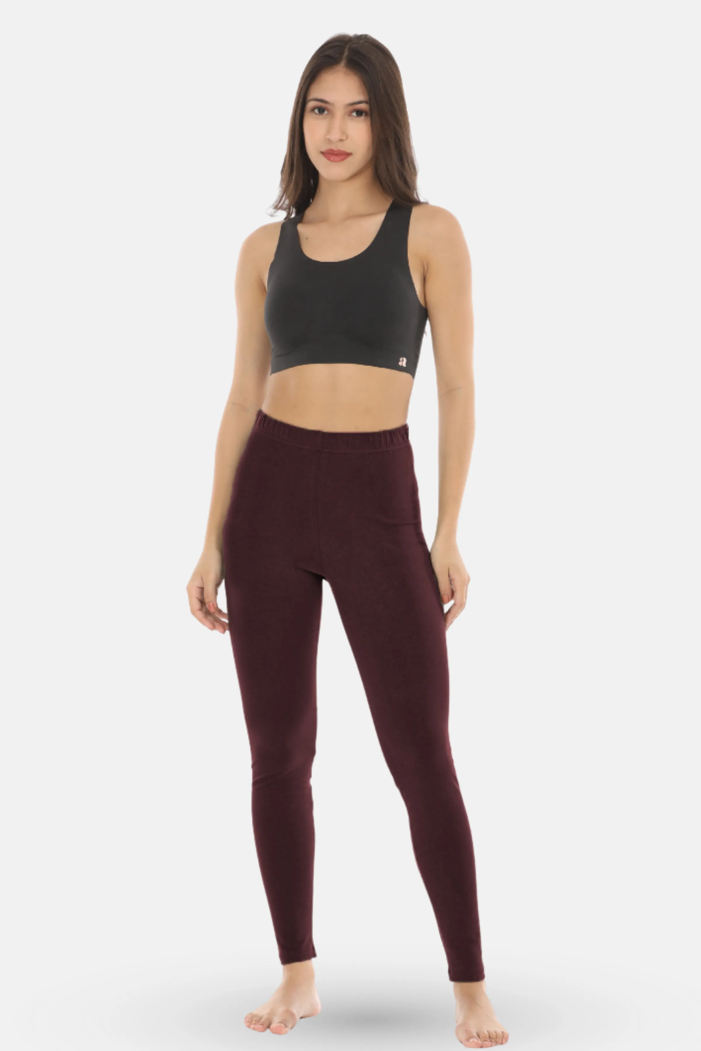 Women's Leggings | Mid Waist | Ankle Length | Cotton-Elastane Blend | Non-See-Through | Gusset Crotch Prevents Ripping