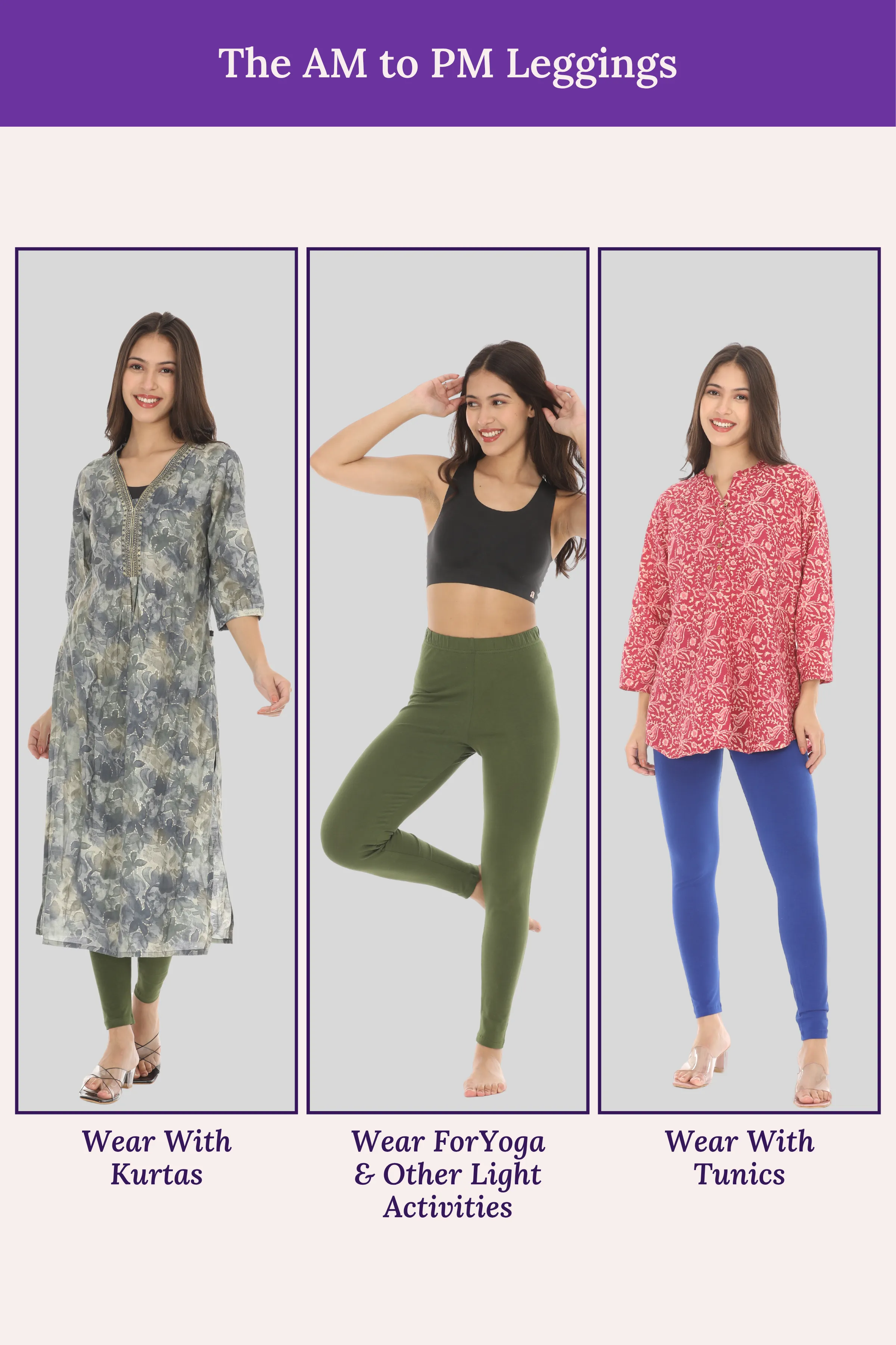 Women's Leggings | Mid Waist | Ankle Length | Cotton-Elastane Blend | Non-See-Through | Gusset Crotch Prevents Ripping - Image 5