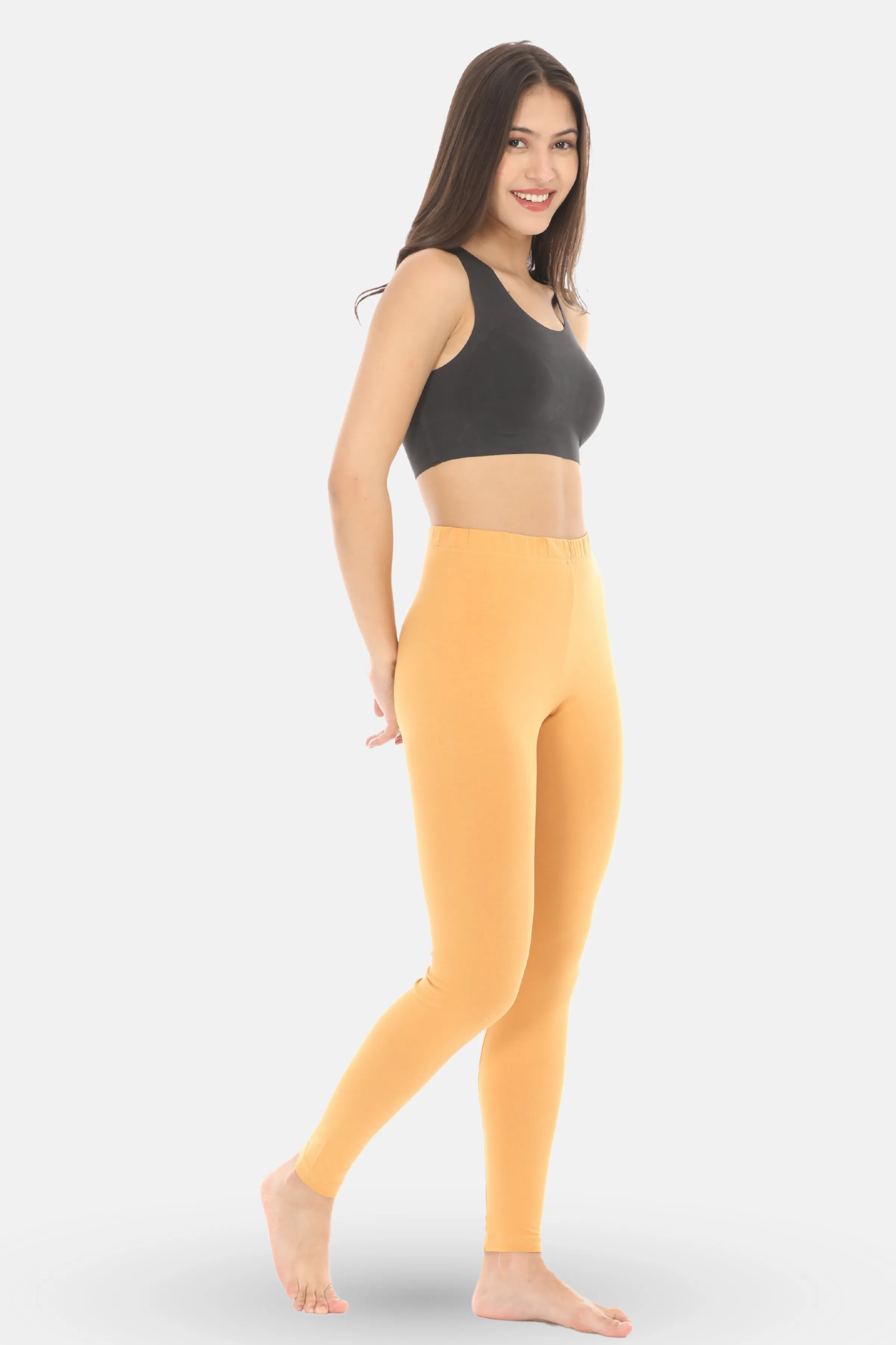 Women's Leggings | Mid Waist | Ankle Length | Cotton-Elastane Blend | Non-See-Through | Gusset Crotch Prevents Ripping
