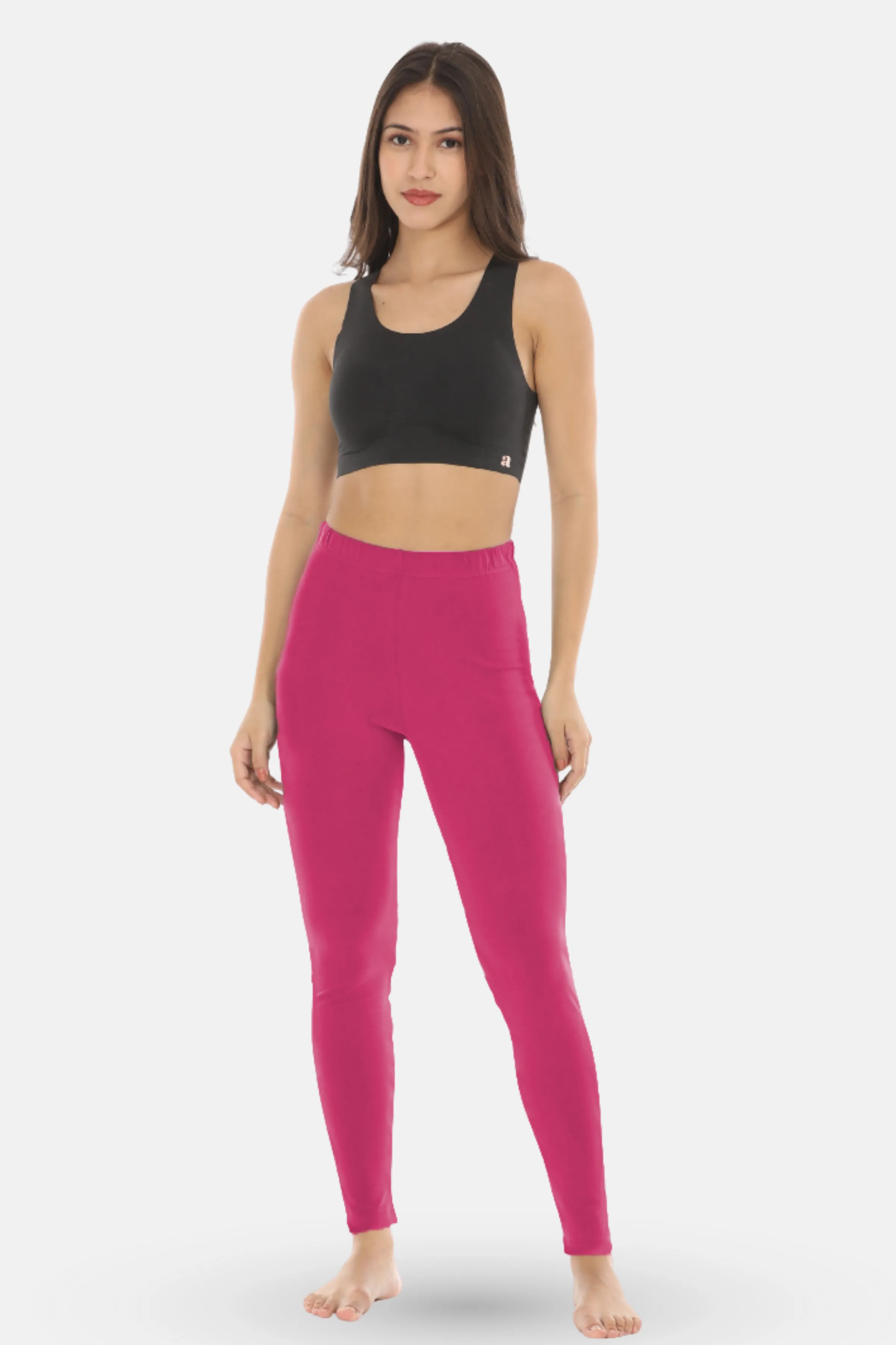 Women's Leggings | Mid Waist | Ankle Length | Cotton-Elastane Blend | Non-See-Through | Gusset Crotch Prevents Ripping