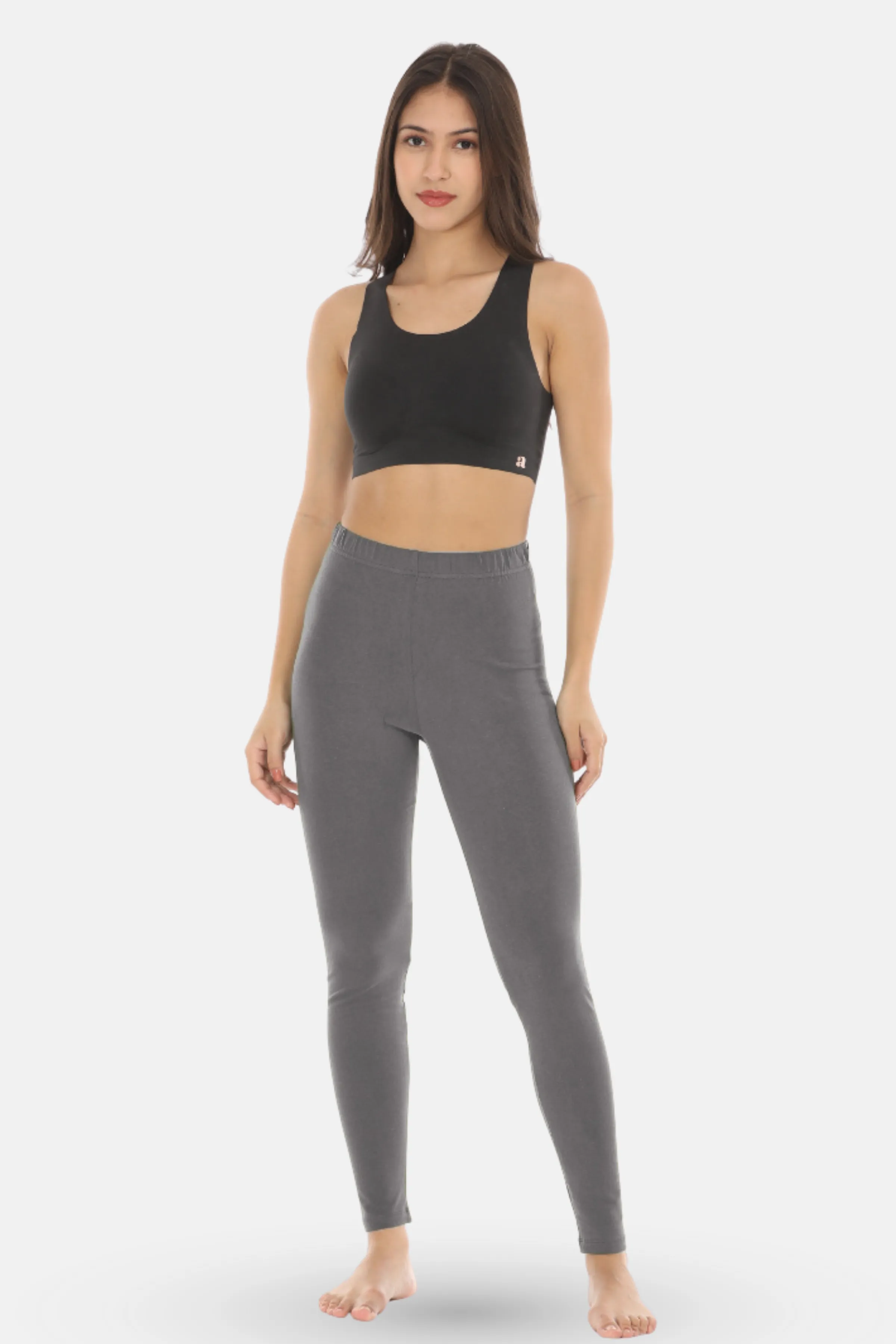 Women's Leggings | Mid Waist | Ankle Length | Cotton-Elastane Blend | Non-See-Through | Gusset Crotch Prevents Ripping