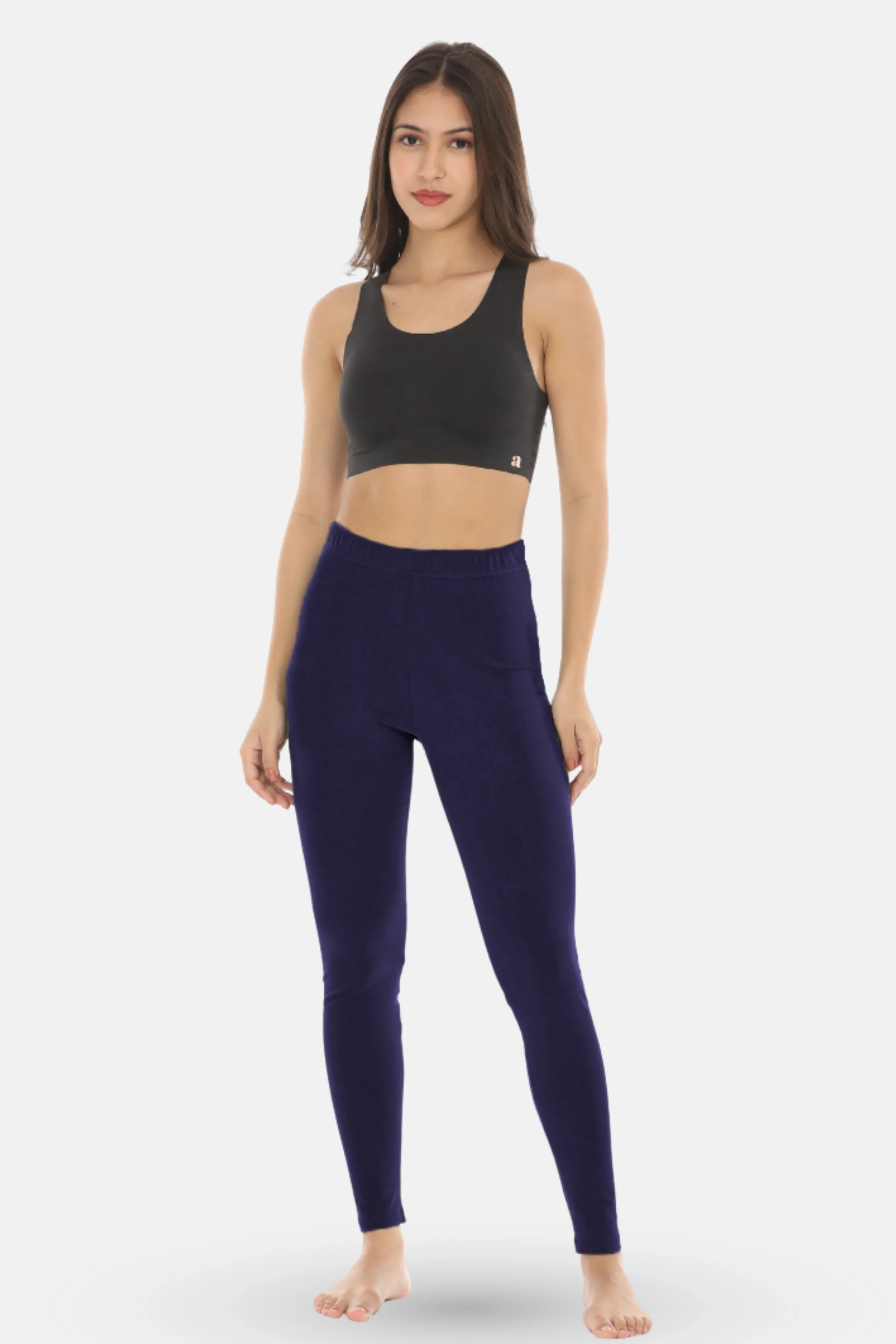 Women's Leggings | Mid Waist | Ankle Length | Cotton-Elastane Blend | Non-See-Through | Gusset Crotch Prevents Ripping