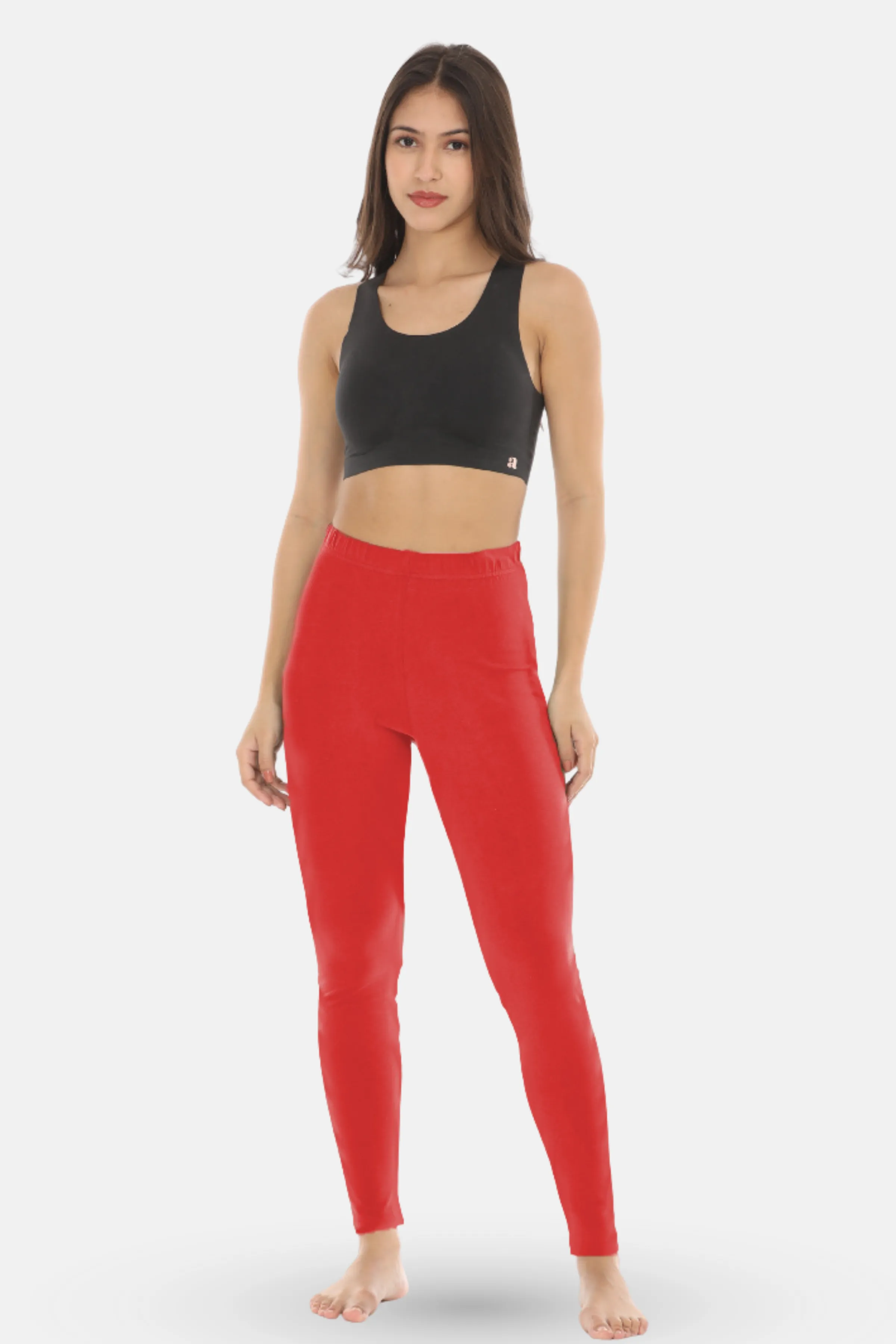 Women's Leggings | Mid Waist | Ankle Length | Cotton-Elastane Blend | Non-See-Through | Gusset Crotch Prevents Ripping