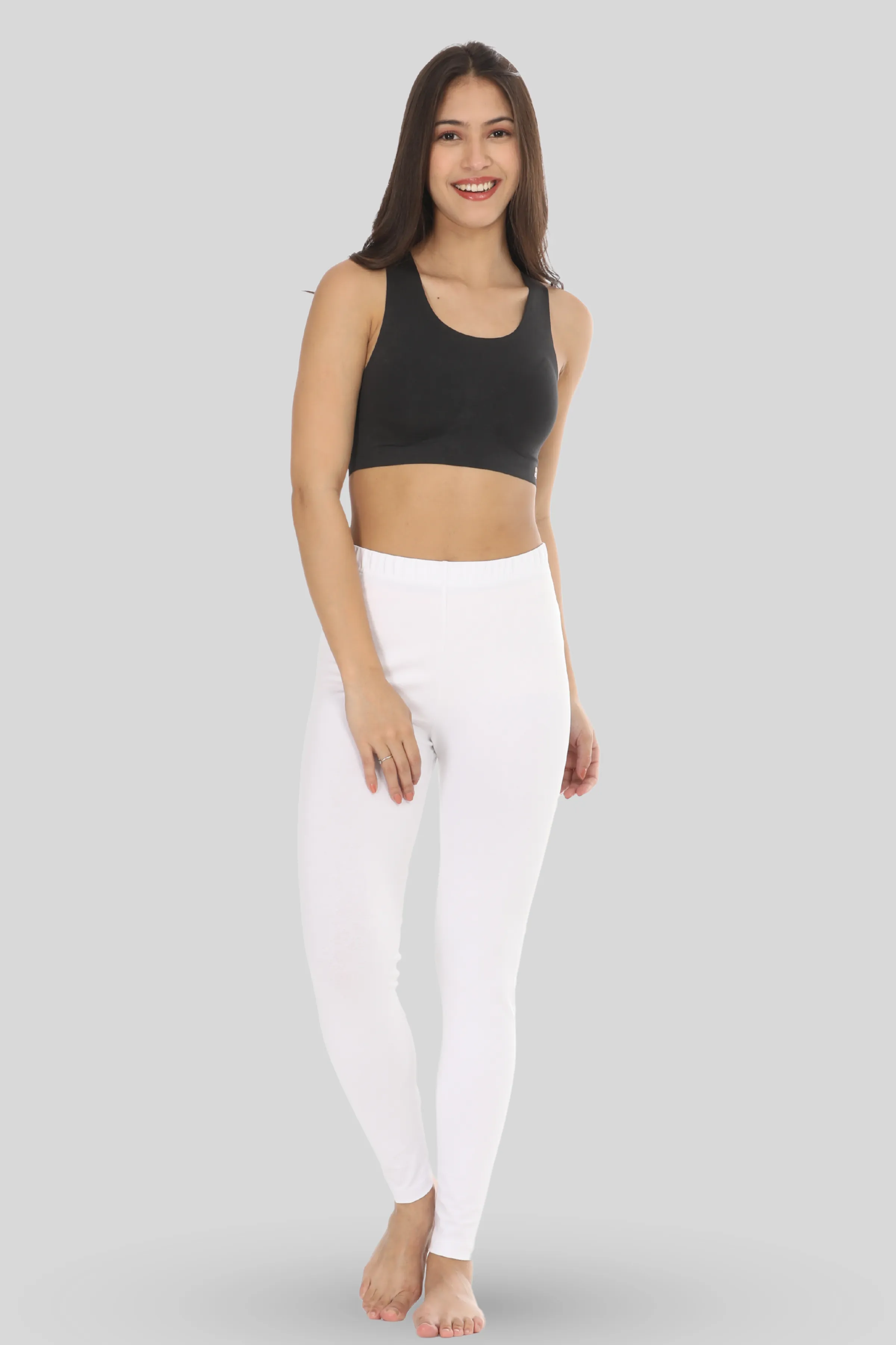 Women's Leggings | Mid Waist | Ankle Length | Cotton-Elastane Blend | Non-See-Through | Gusset Crotch Prevents Ripping