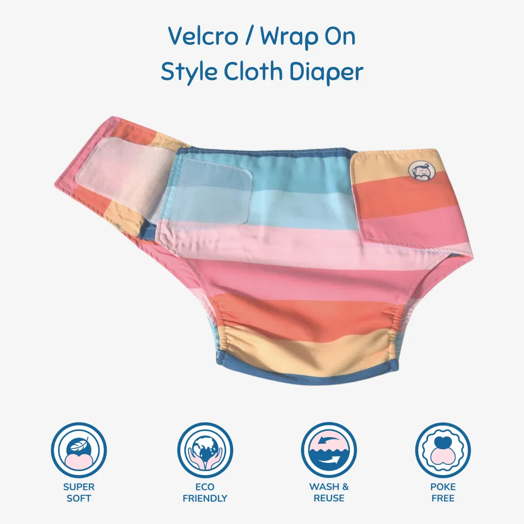 Infant Reusable Diapers | Striper | Velcro Closure | With 2 Diaper Pads Free - Image 3