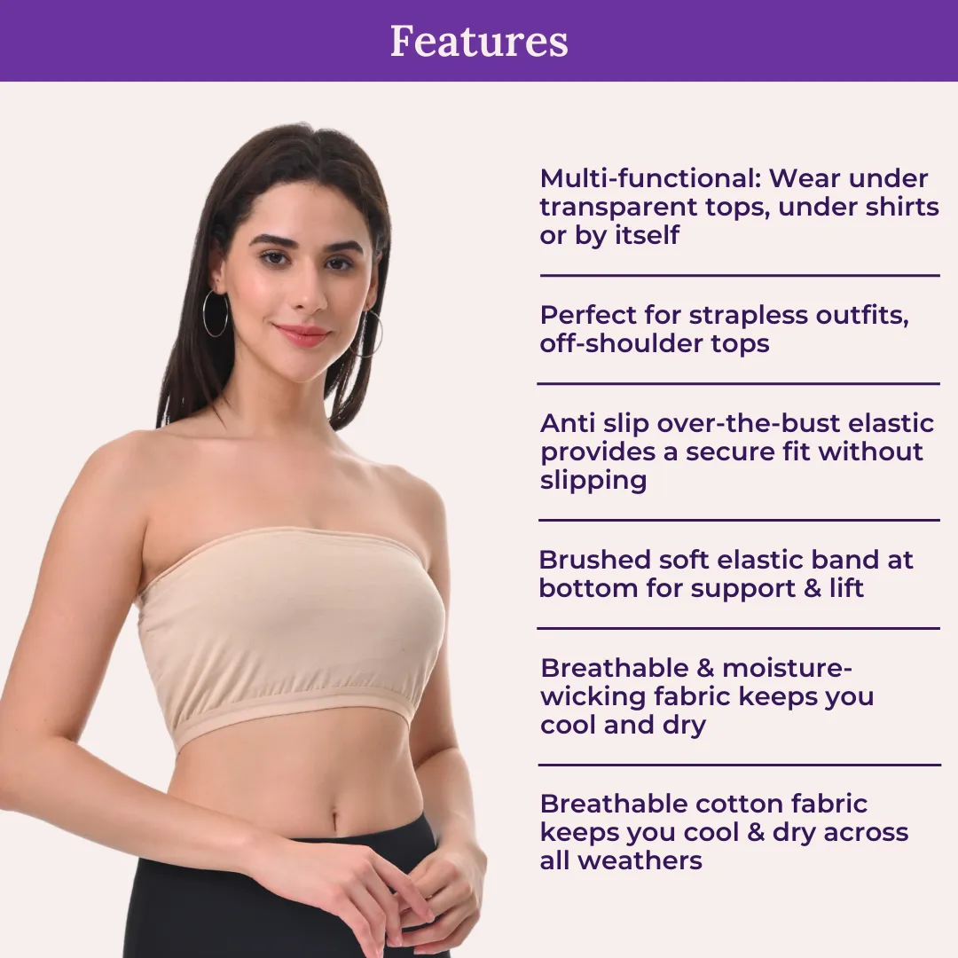 Bandeau/Tube Bra For Women | Strapless Bra | Silicone Anti-Slip Band | Triple Layer Front Panel | Conceals Visibility Of Nipples - Image 4