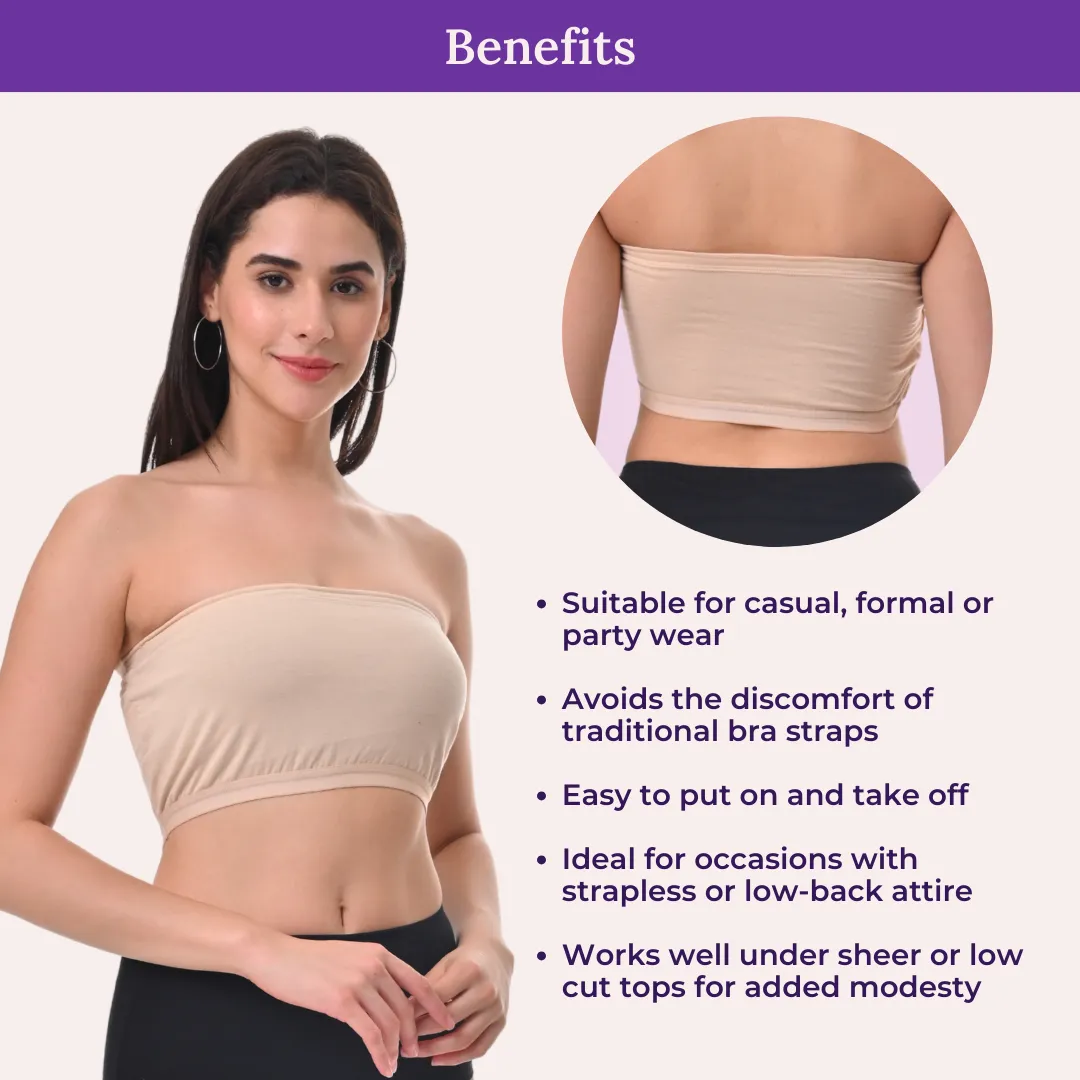Bandeau/Tube Bra For Women | Strapless Bra | Silicone Anti-Slip Band | Triple Layer Front Panel | Conceals Visibility Of Nipples - Image 5