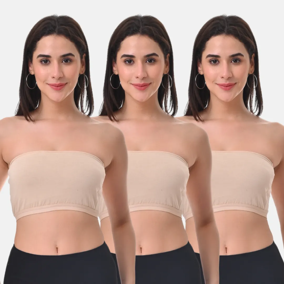 Bandeau/Tube Bra For Women | Strapless Bra | Silicone Anti-Slip Band | Triple Layer Front Panel | Conceals Visibility Of Nipples | Pack Of 3 - Image 10