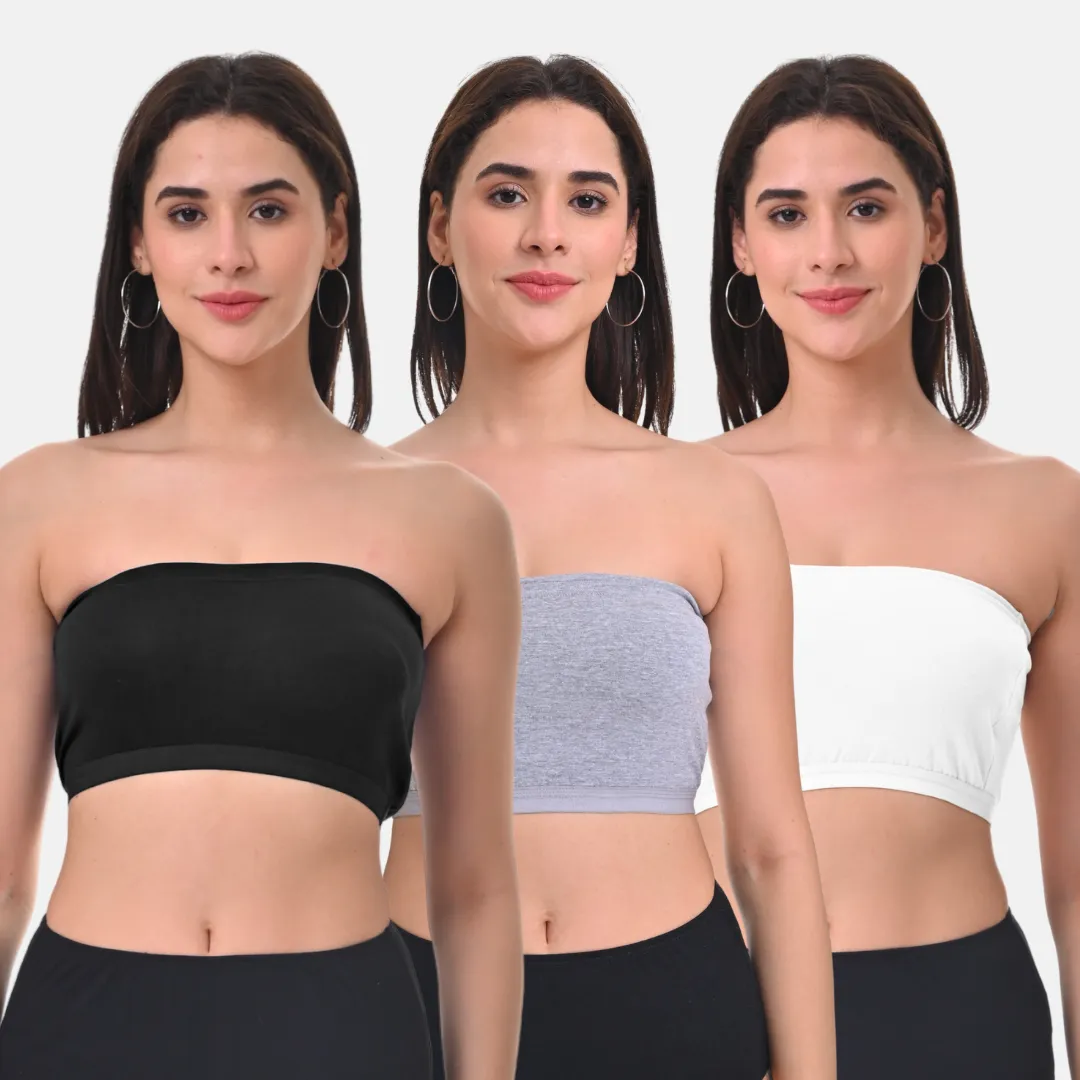 Bandeau/Tube Bra For Women | Strapless Bra | Silicone Anti-Slip Band | Triple Layer Front Panel | Conceals Visibility Of Nipples | Pack Of 3 - Image 12