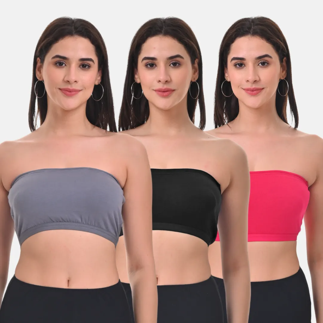 Bandeau/Tube Bra For Women | Strapless Bra | Silicone Anti-Slip Band | Triple Layer Front Panel | Conceals Visibility Of Nipples | Pack Of 3 - Image 13
