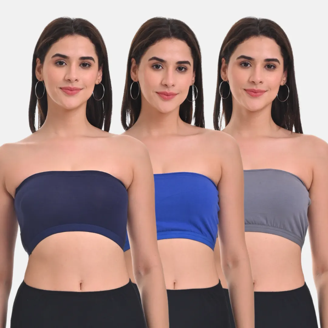 Bandeau/Tube Bra For Women | Strapless Bra | Silicone Anti-Slip Band | Triple Layer Front Panel | Conceals Visibility Of Nipples | Pack Of 3 - Image 15