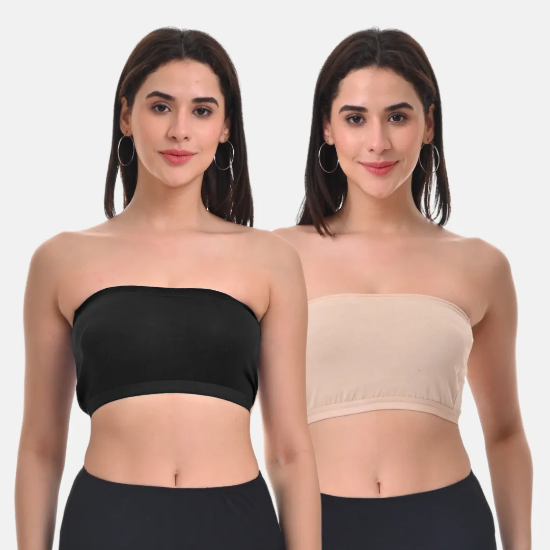 Bandeau/Tube Bra For Women | Strapless Bra | Silicone Anti-Slip Band | Triple Layer Front Panel | Conceals Visibility Of Nipples | Pack Of 2 - Image 10