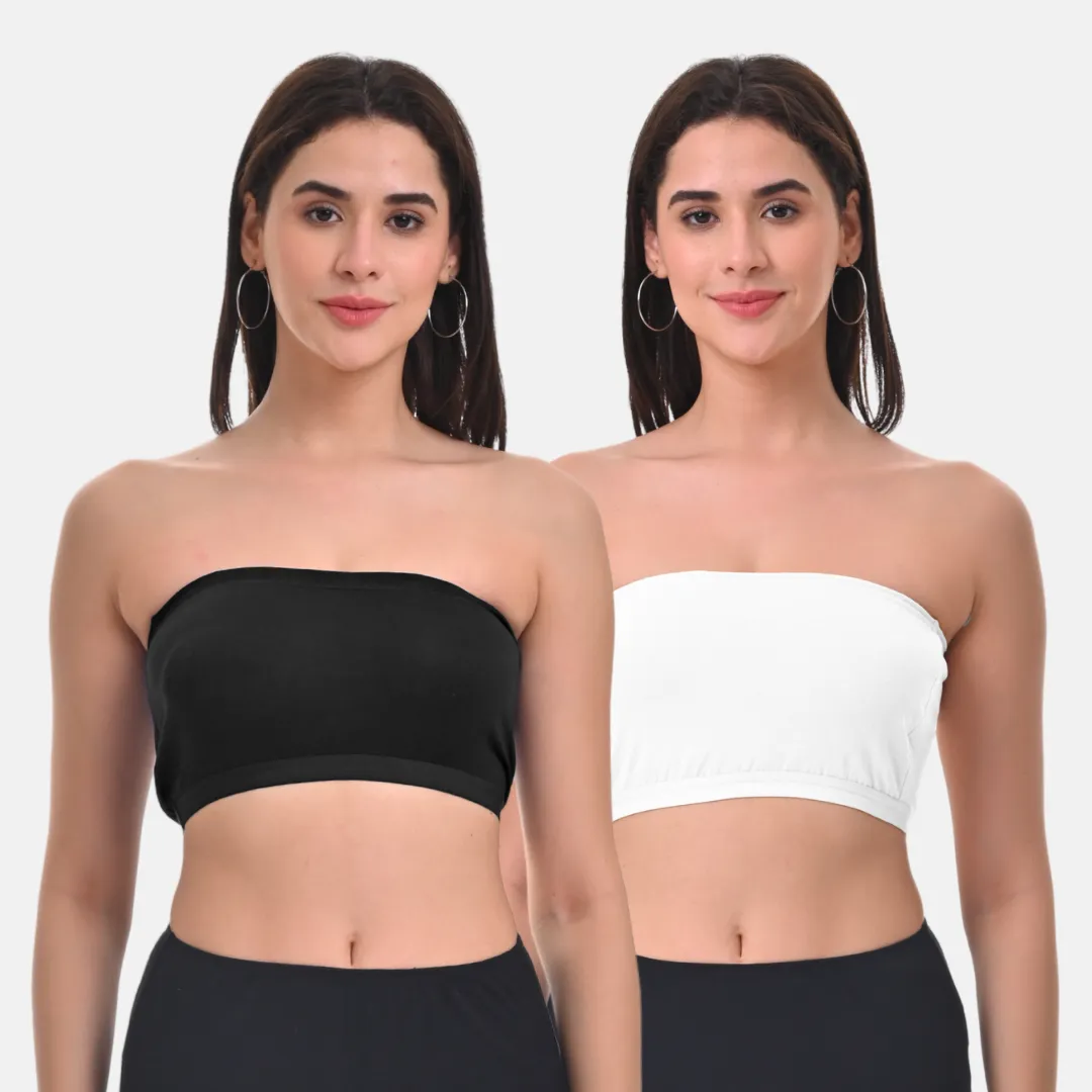 Bandeau/Tube Bra For Women | Strapless Bra | Silicone Anti-Slip Band | Triple Layer Front Panel | Conceals Visibility Of Nipples | Pack Of 2 - Image 8