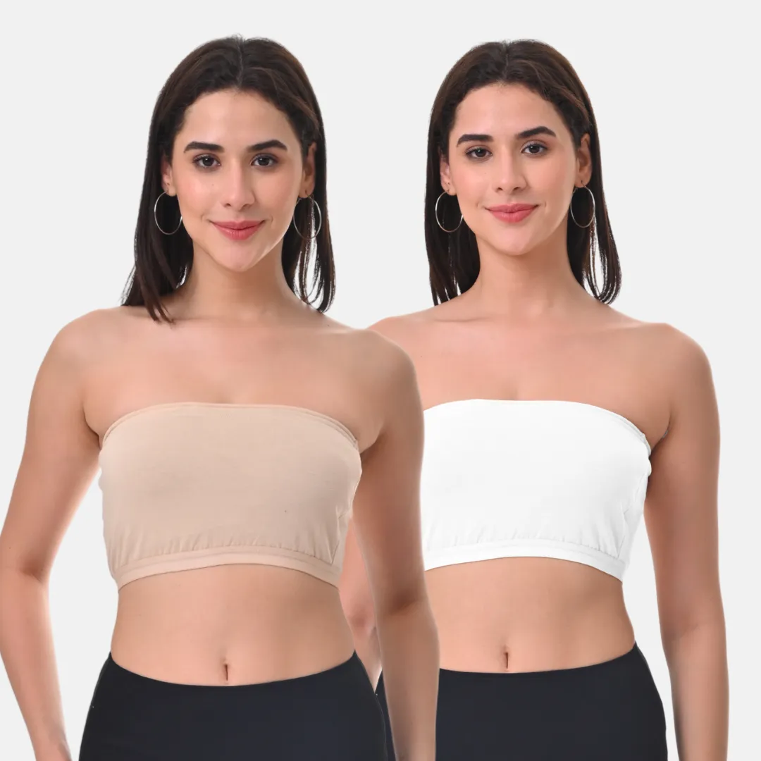 Bandeau/Tube Bra For Women | Strapless Bra | Silicone Anti-Slip Band | Triple Layer Front Panel | Conceals Visibility Of Nipples | Pack Of 2 - Image 9