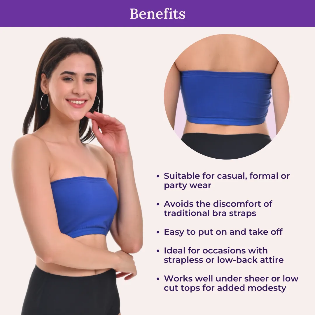 Bandeau/Tube Bra For Women | Strapless Bra | Silicone Anti-Slip Band | Triple Layer Front Panel | Conceals Visibility Of Nipples | Pack Of 3 - Image 5