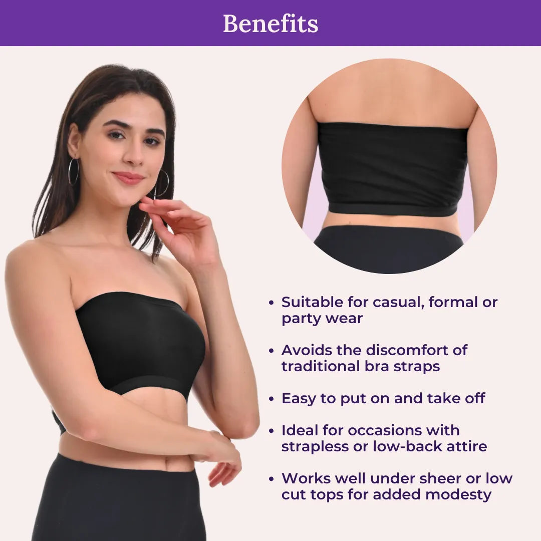 Bandeau/Tube Bra For Women | Strapless Bra | Silicone Anti-Slip Band | Triple Layer Front Panel | Conceals Visibility Of Nipples | Pack Of 8 - Image 5