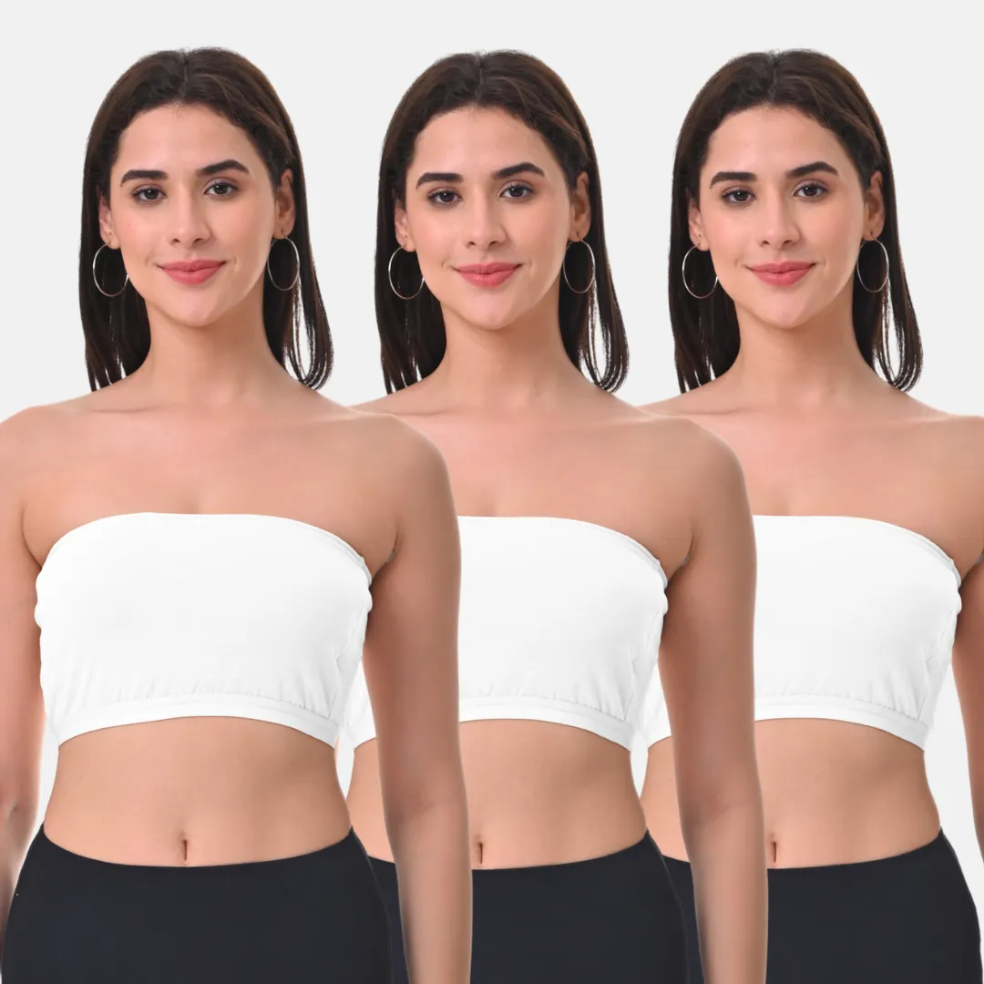 Bandeau/Tube Bra For Women | Strapless Bra | Silicone Anti-Slip Band | Triple Layer Front Panel | Conceals Visibility Of Nipples | Pack Of 3 - Image 9