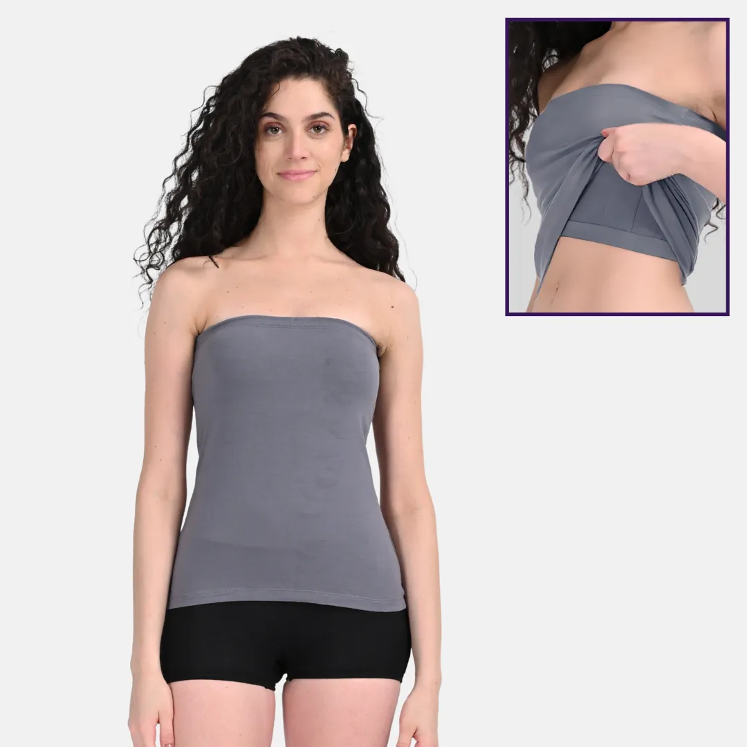 Tube Tank For Women | Off-Shoulder Design | Built-In Tube Bra | Anti-Slip Silicone Elastic | Body-Hugging Fit | Full Coverage | Soft Cotton Blend - Image 6