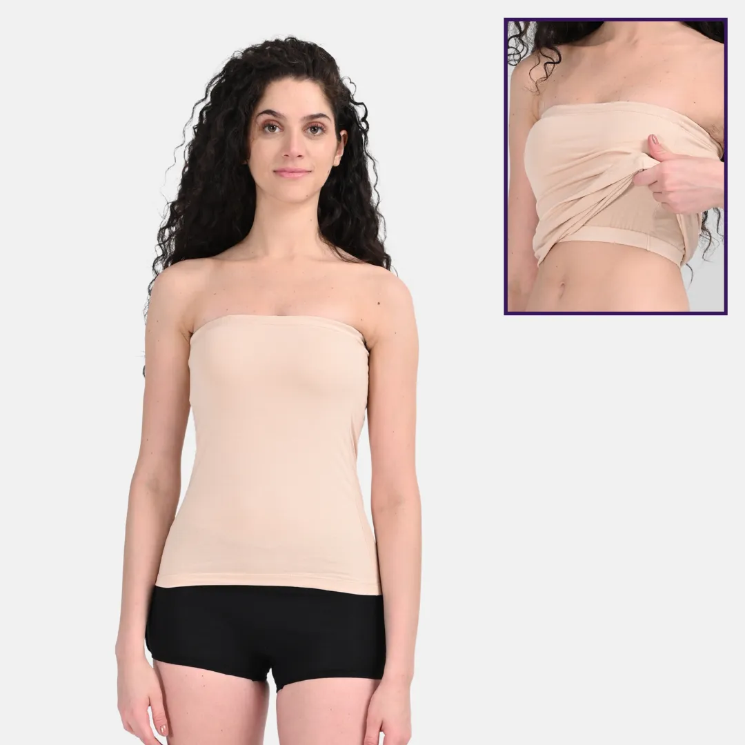 Tube Tank For Women | Off-Shoulder Design | Built-In Tube Bra | Anti-Slip Silicone Elastic | Body-Hugging Fit | Full Coverage | Soft Cotton Blend - Image 7