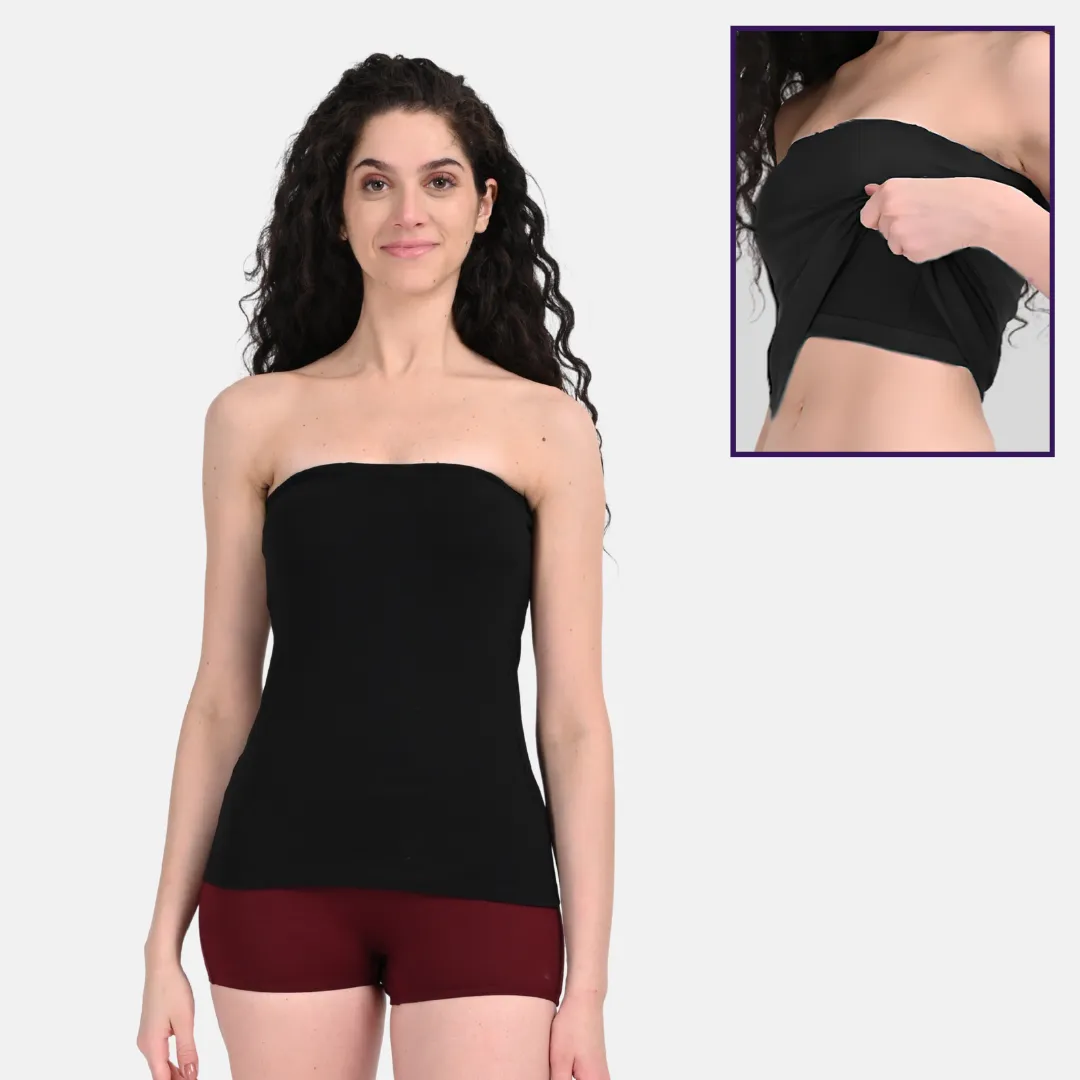 Tube Tank For Women | Off-Shoulder Design | Built-In Tube Bra | Anti-Slip Silicone Elastic | Body-Hugging Fit | Full Coverage | Soft Cotton Blend - Image 8