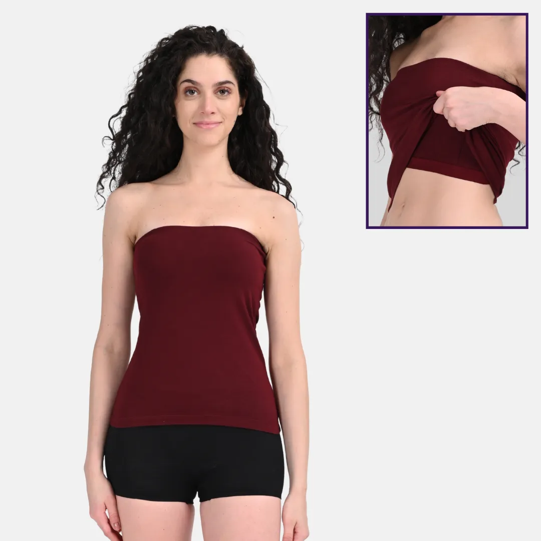 Tube Tank For Women | Off-Shoulder Design | Built-In Tube Bra | Anti-Slip Silicone Elastic | Body-Hugging Fit | Full Coverage | Soft Cotton Blend - Image 9