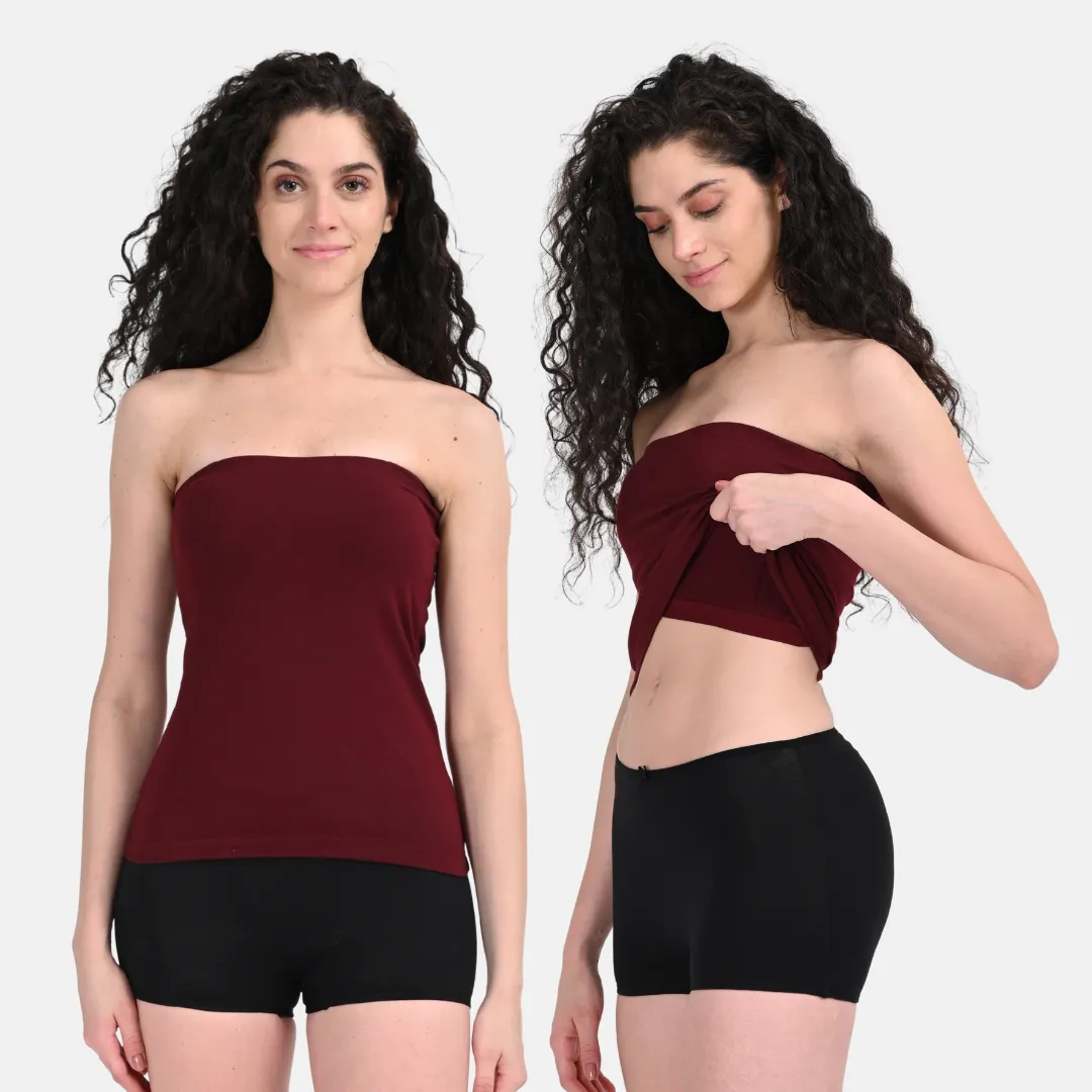 Tube Tank For Women | Off-Shoulder Design | Built-In Tube Bra | Anti-Slip Silicone Elastic | Body-Hugging Fit | Full Coverage | Soft Cotton Blend | Pack Of 2 - Image 11