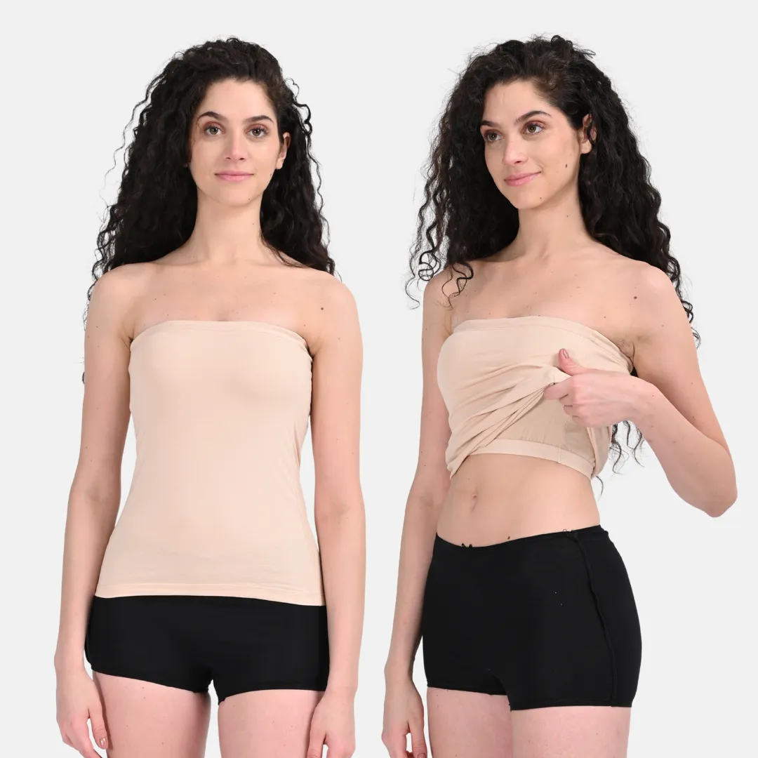 Tube Tank For Women | Off-Shoulder Design | Built-In Tube Bra | Anti-Slip Silicone Elastic | Body-Hugging Fit | Full Coverage | Soft Cotton Blend | Pack Of 2 - Image 12