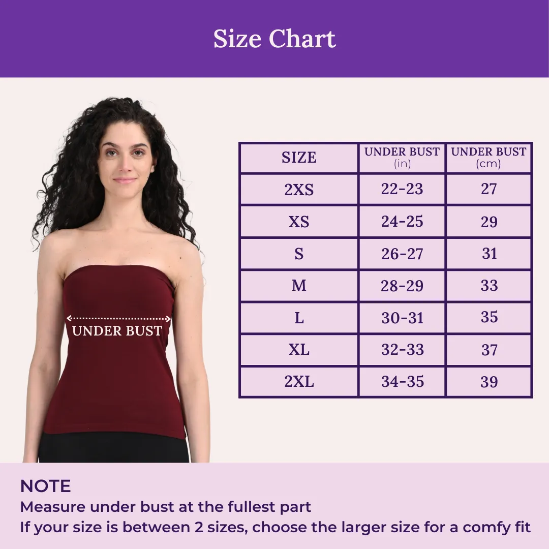 Tube Tank For Women | Off-Shoulder Design | Built-In Tube Bra | Anti-Slip Silicone Elastic | Body-Hugging Fit | Full Coverage | Soft Cotton Blend | Pack Of 2 - Image 3