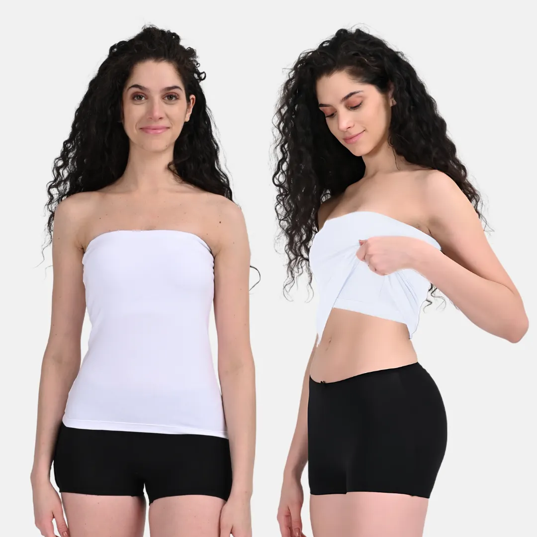 Tube Tank For Women | Off-Shoulder Design | Built-In Tube Bra | Anti-Slip Silicone Elastic | Body-Hugging Fit | Full Coverage | Soft Cotton Blend | Pack Of 2 - Image 7