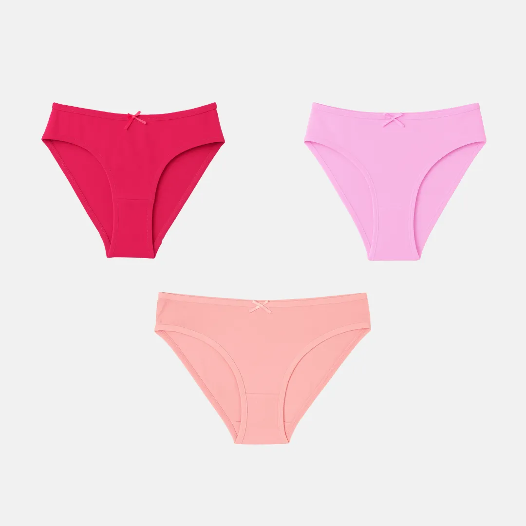 BrZee Bikini For Girls | Lightweight Cotton-Elastane Fabric | Super Stretchy For Comfort | No Visible Panty Lines | Pack Of 3