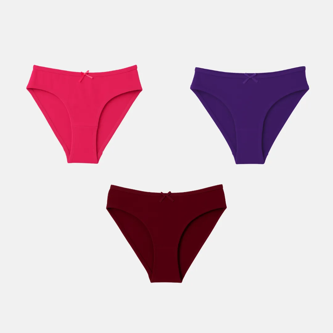BrZee Bikini For Girls | Lightweight Cotton-Elastane Fabric | Super Stretchy For Comfort | No Visible Panty Lines | Pack Of 3 - Image 8