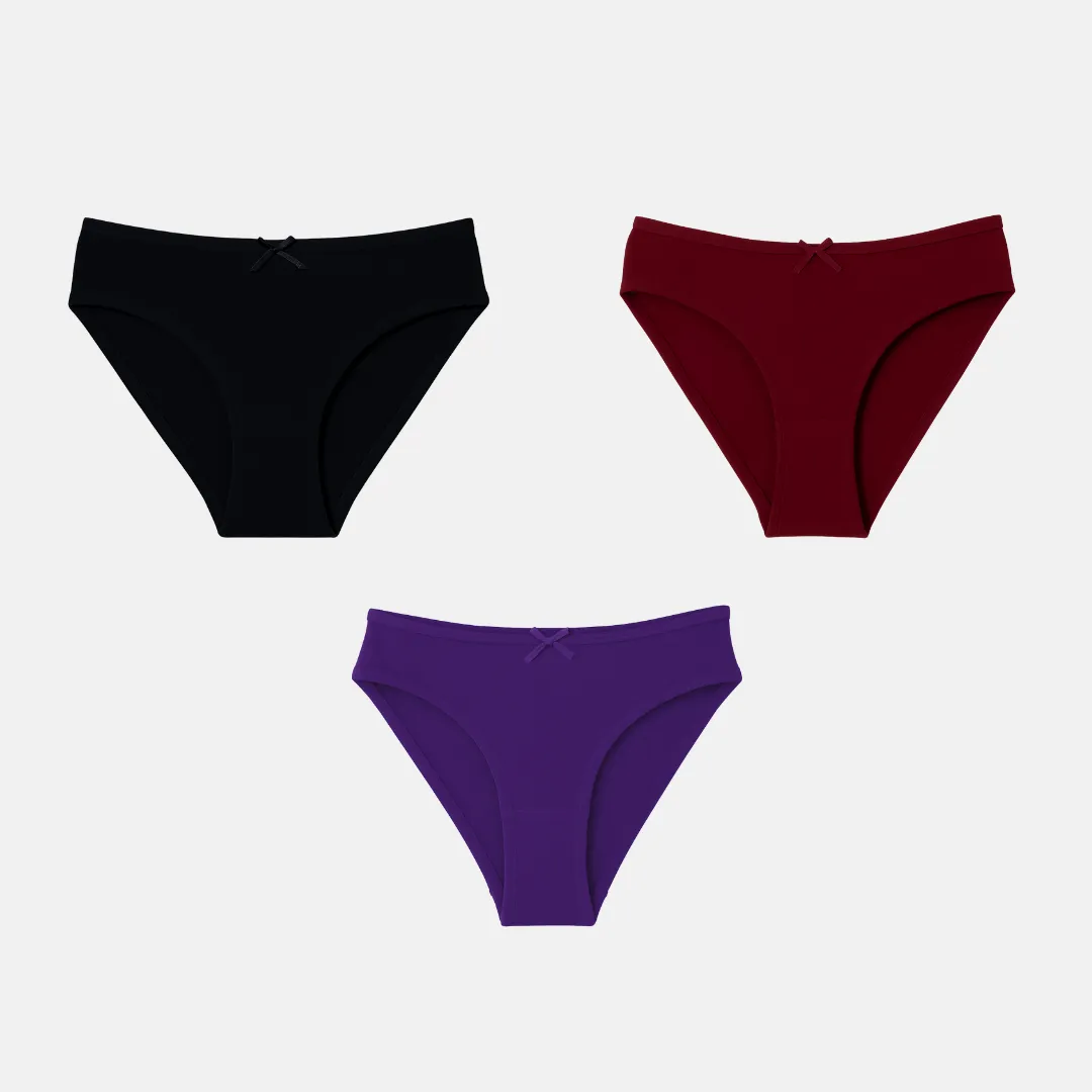BrZee Bikini For Girls | Lightweight Cotton-Elastane Fabric | Super Stretchy For Comfort | No Visible Panty Lines | Pack Of 3 - Image 9