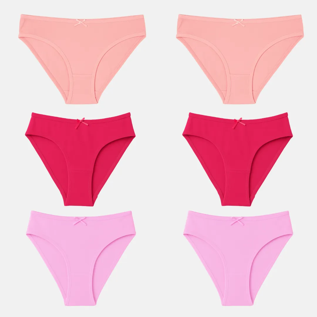 BrZee Bikini For Girls | Lightweight Cotton-Elastane Fabric | Super Stretchy For Comfort | No Visible Panty Lines | Pack Of 6