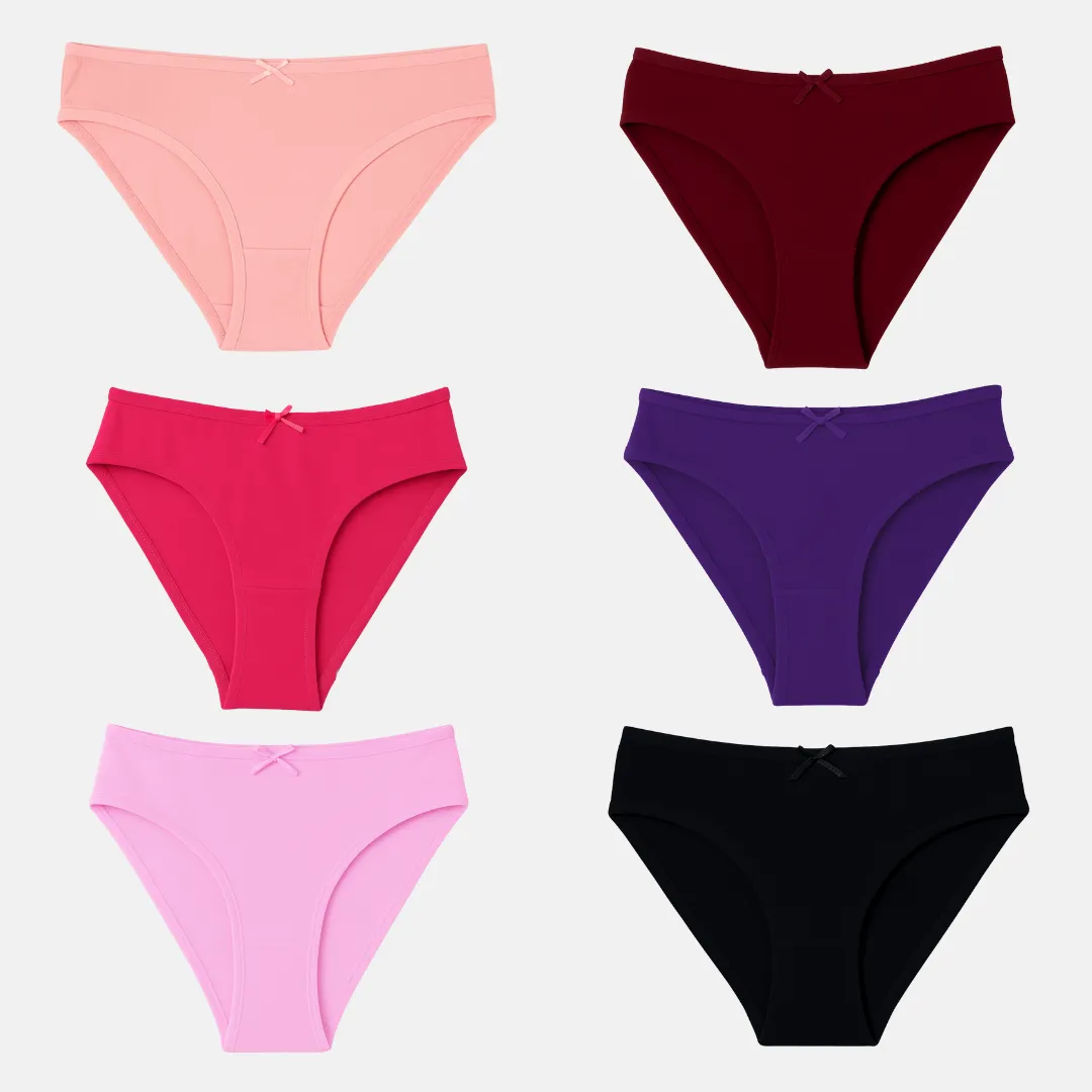 BrZee Bikini For Girls | Lightweight Cotton-Elastane Fabric | Super Stretchy For Comfort | No Visible Panty Lines | Pack Of 6 - Image 10