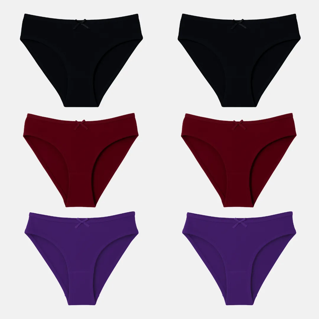 BrZee Bikini For Girls | Lightweight Cotton-Elastane Fabric | Super Stretchy For Comfort | No Visible Panty Lines | Pack Of 6 - Image 11