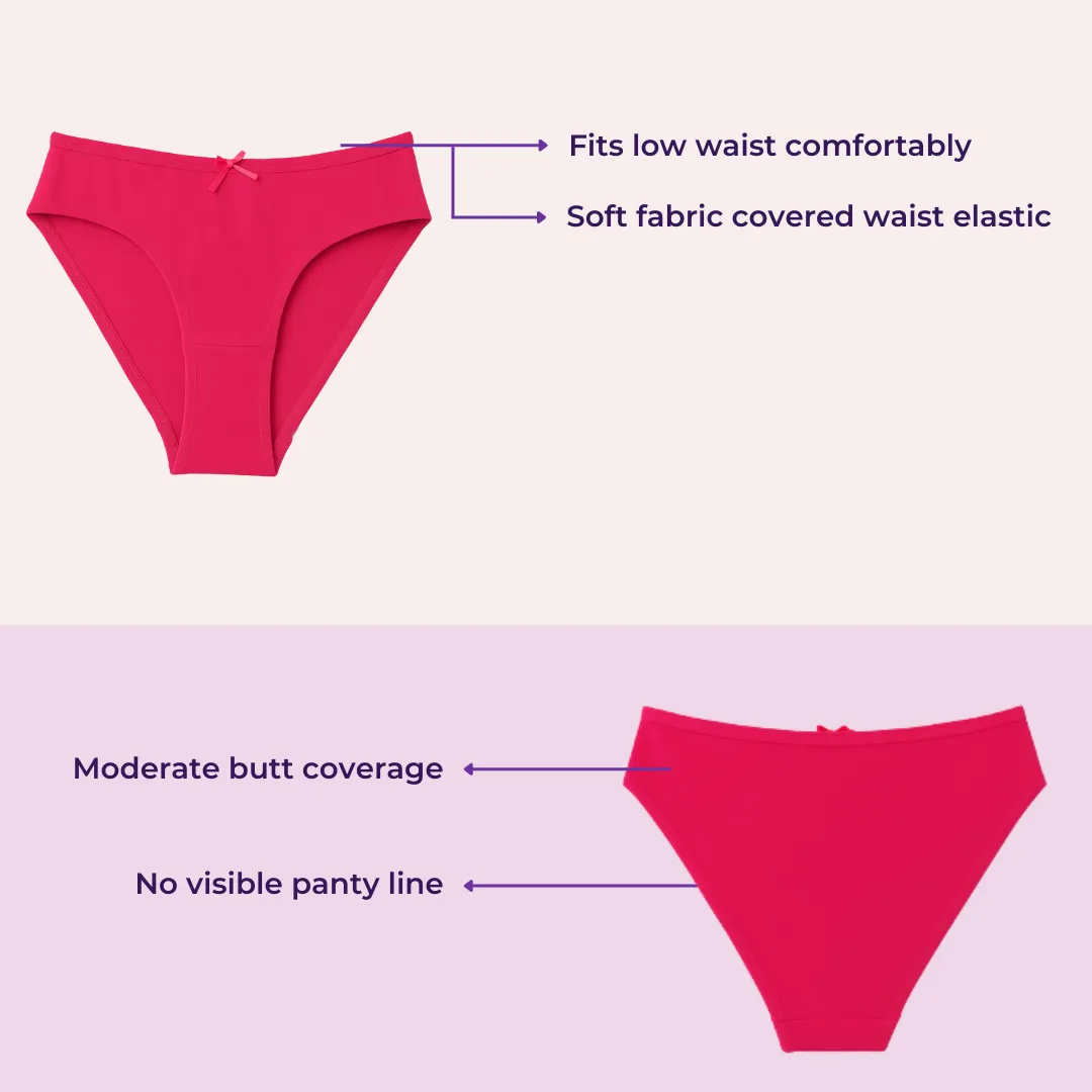 BrZee Bikini For Girls | Lightweight Cotton-Elastane Fabric | Super Stretchy For Comfort | No Visible Panty Lines | Pack Of 6 - Image 3