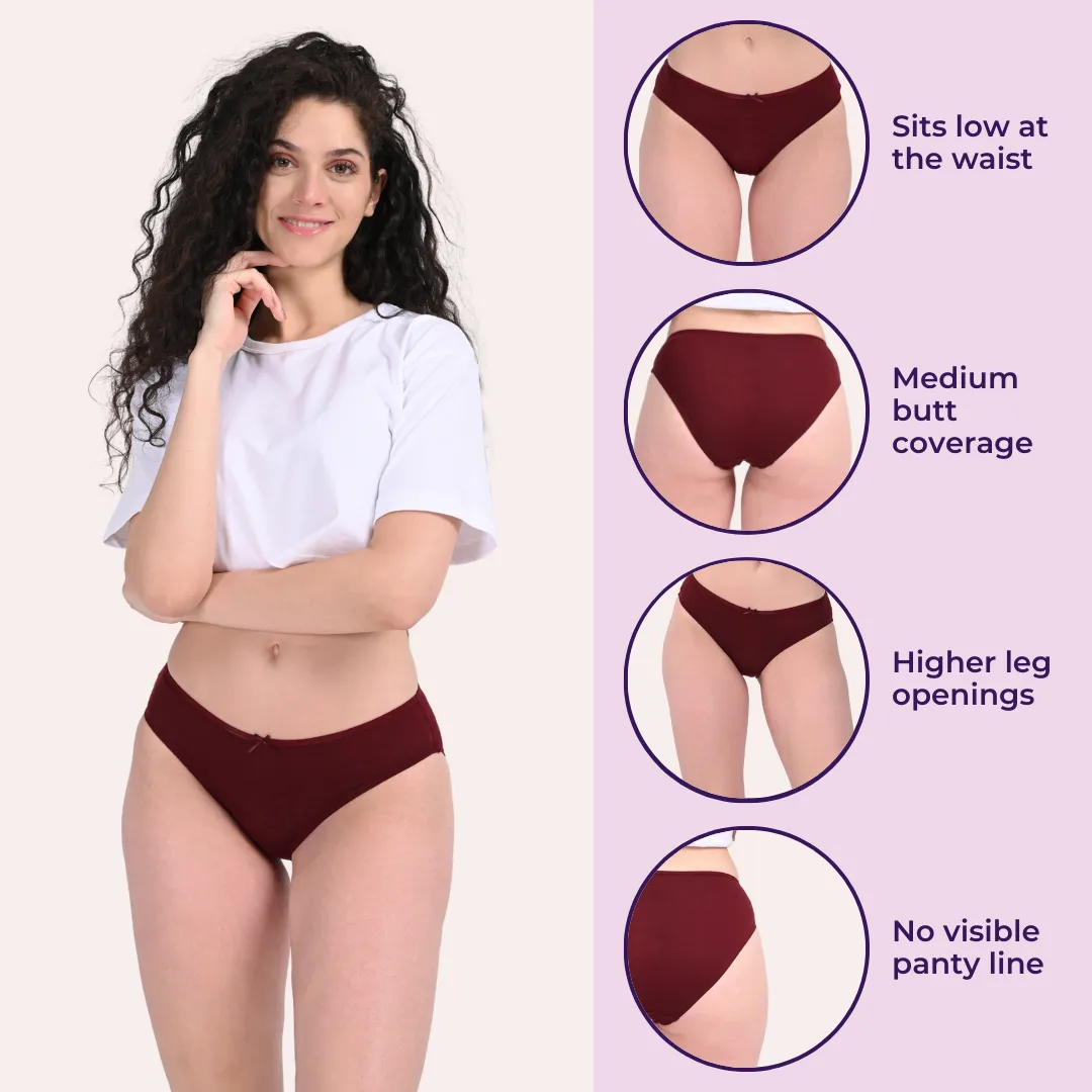 BrZee Bikinis | Lightweight Cotton-Elastane Fabric | Super Stretchy For Comfort | No Visible Panty Lines | Pack Of 3 - Image 2