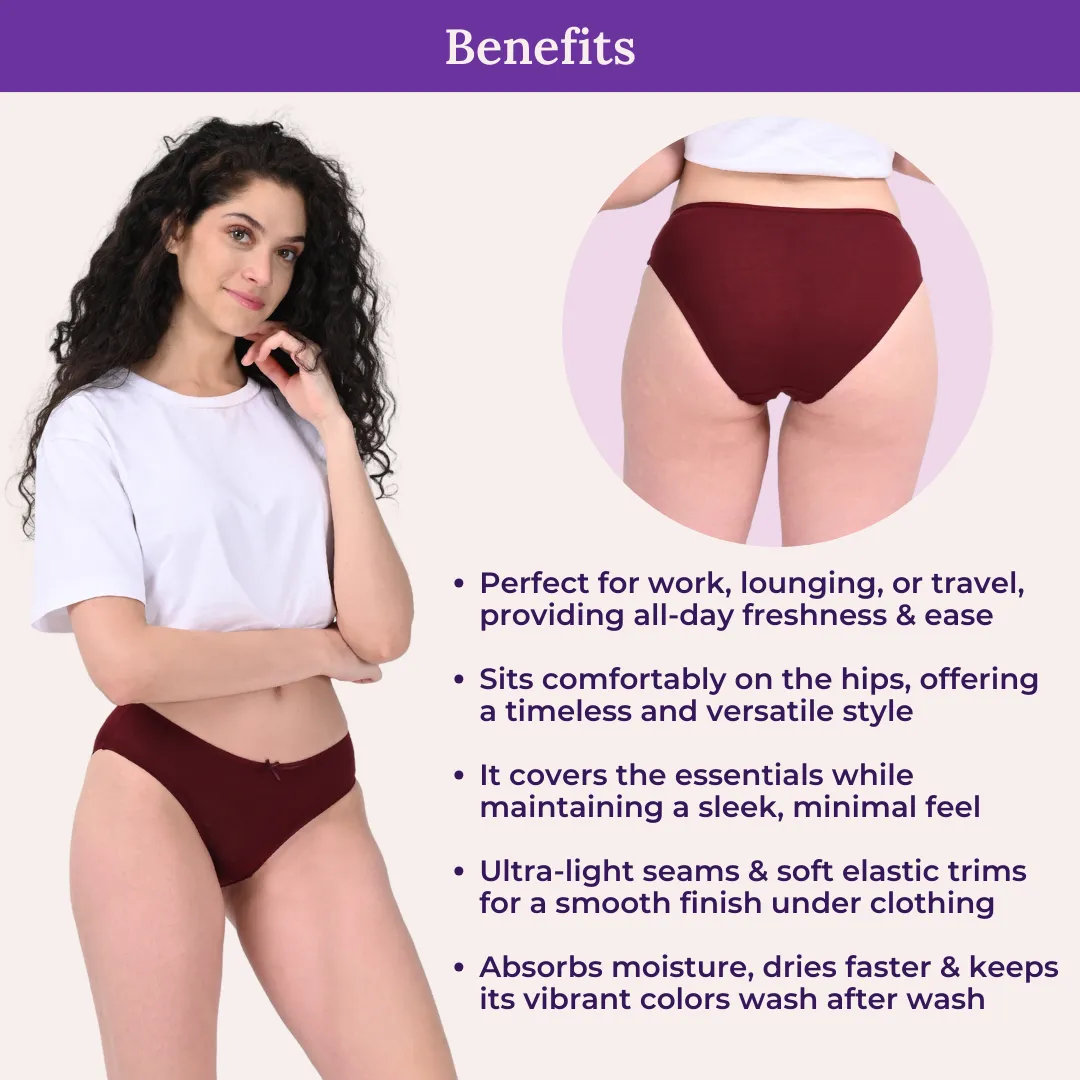 BrZee Bikinis | Lightweight Cotton-Elastane Fabric | Super Stretchy For Comfort | No Visible Panty Lines | Pack Of 3 - Image 5
