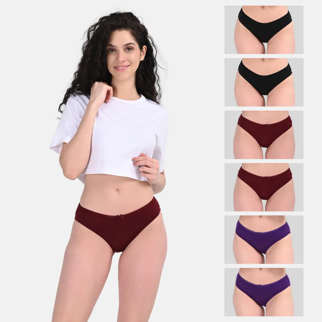 BrZee Bikinis | Lightweight Cotton-Elastane Fabric | Super Stretchy For Comfort | No Visible Panty Lines | Pack Of 6 - Image 10