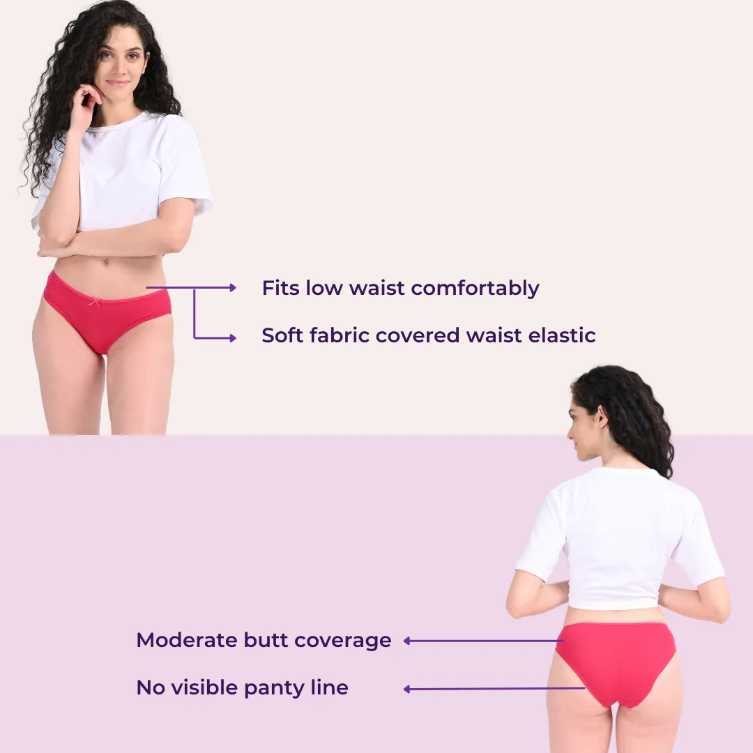 BrZee Bikinis | Lightweight Cotton-Elastane Fabric | Super Stretchy For Comfort | No Visible Panty Lines | Pack Of 6 - Image 3