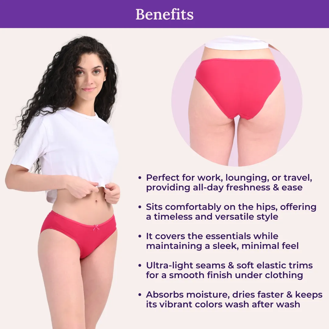 BrZee Bikinis | Lightweight Cotton-Elastane Fabric | Super Stretchy For Comfort | No Visible Panty Lines | Pack Of 6 - Image 5