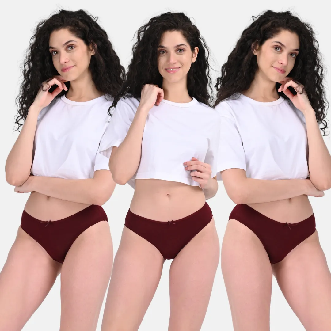 BrZee Bikinis | Lightweight Cotton-Elastane Fabric | Super Stretchy For Comfort | No Visible Panty Lines | Pack Of 3 - Image 12